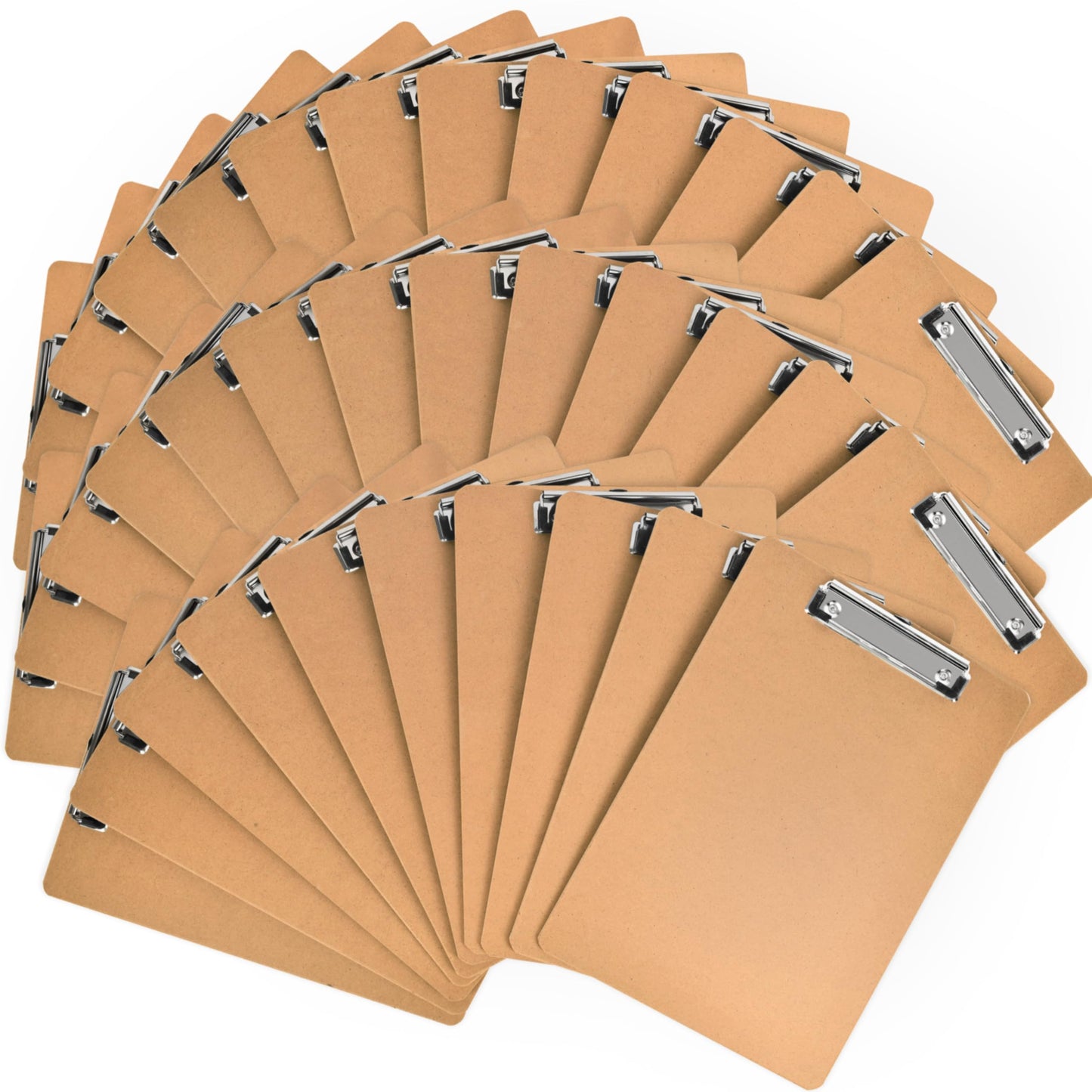 Happyhapi 16 Pack Clipboards Letter Size 9" x 12.5" Eco-Friendly Wood Clip Boards Hardboard for A4 Paper Low Profile Clip for Office, School, Classroom Supplies, Hospital, Traveling, Party, Brown
