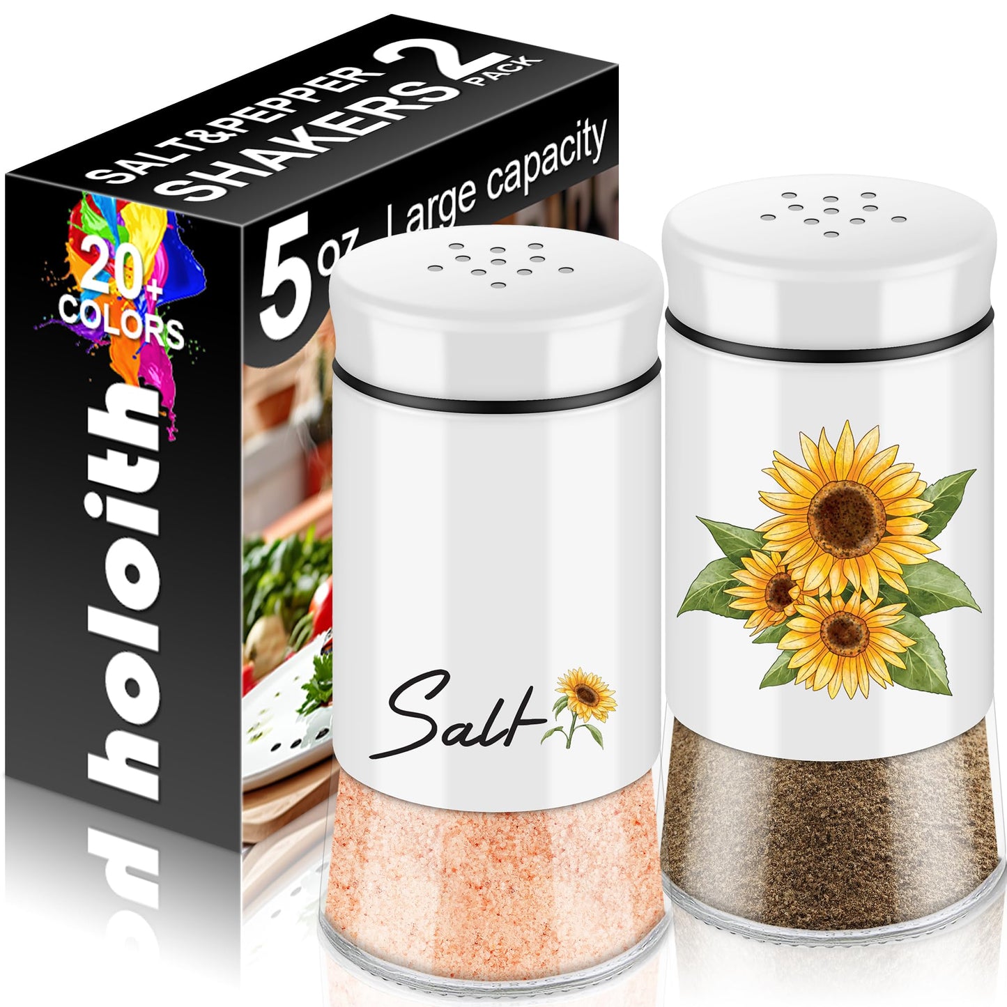 Sunflower Salt and Pepper Shakers Set - 5 oz Farmhouse Cute Kitchen Decor and Accessories Sunflower Gifts for Salt Shakers Glass Cooking Table,Housewarming,Thanksgiving,Christmas