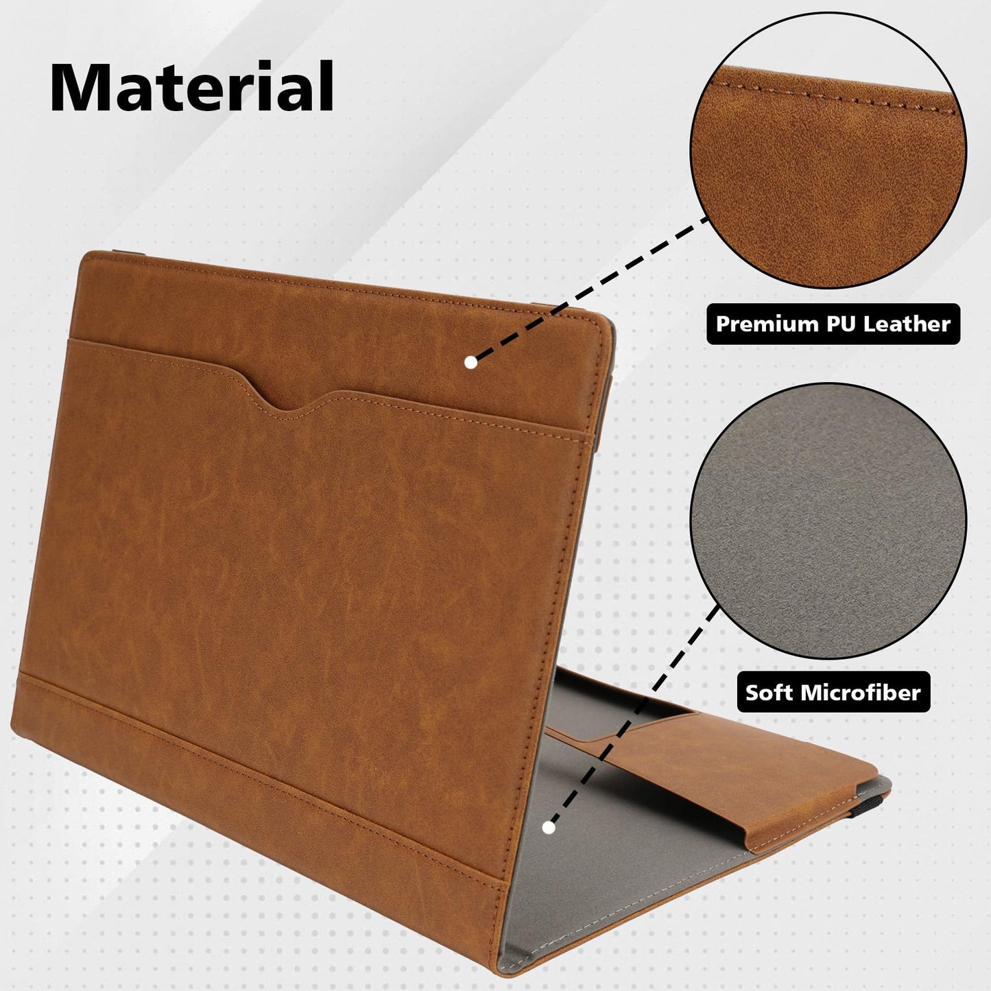 TYTX Compatible with MacBook Air 13 Inch Leather Case, for Model A2337 M1 A2179 A1932 2018-2021 Retina Display Touch ID, PU Leather Laptop Case with Pocket for Papers and Pen Holder, Brown