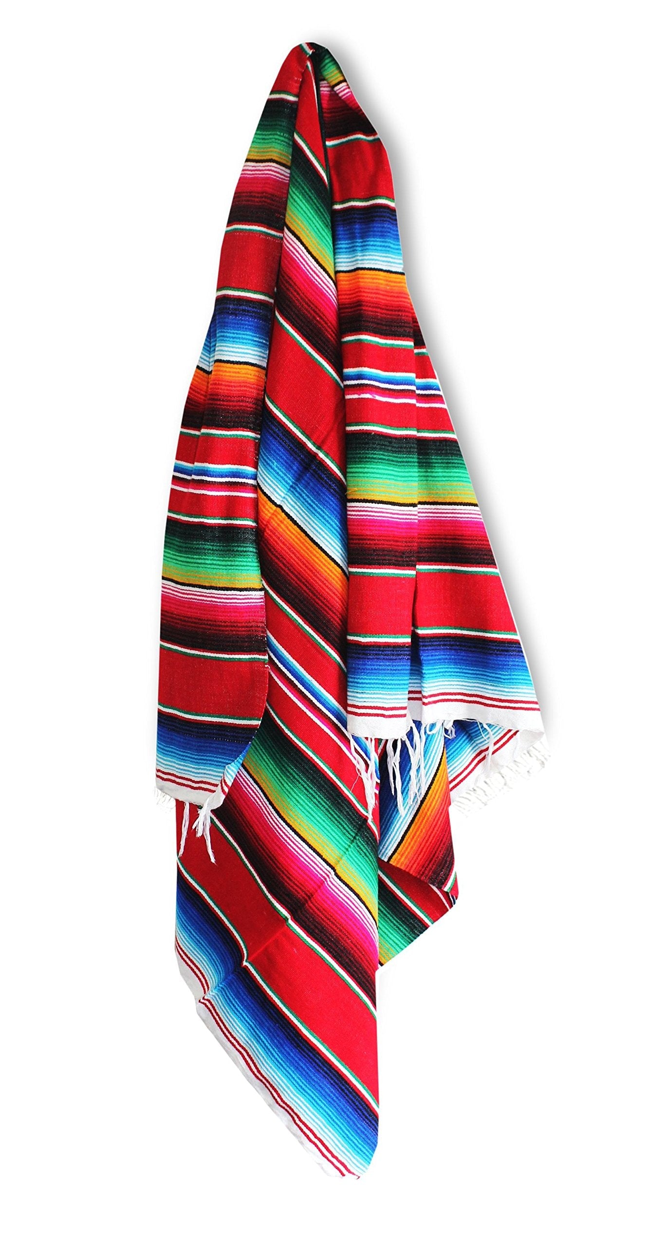 Del Mex Mexican Serape Blanket (Medium, Red)