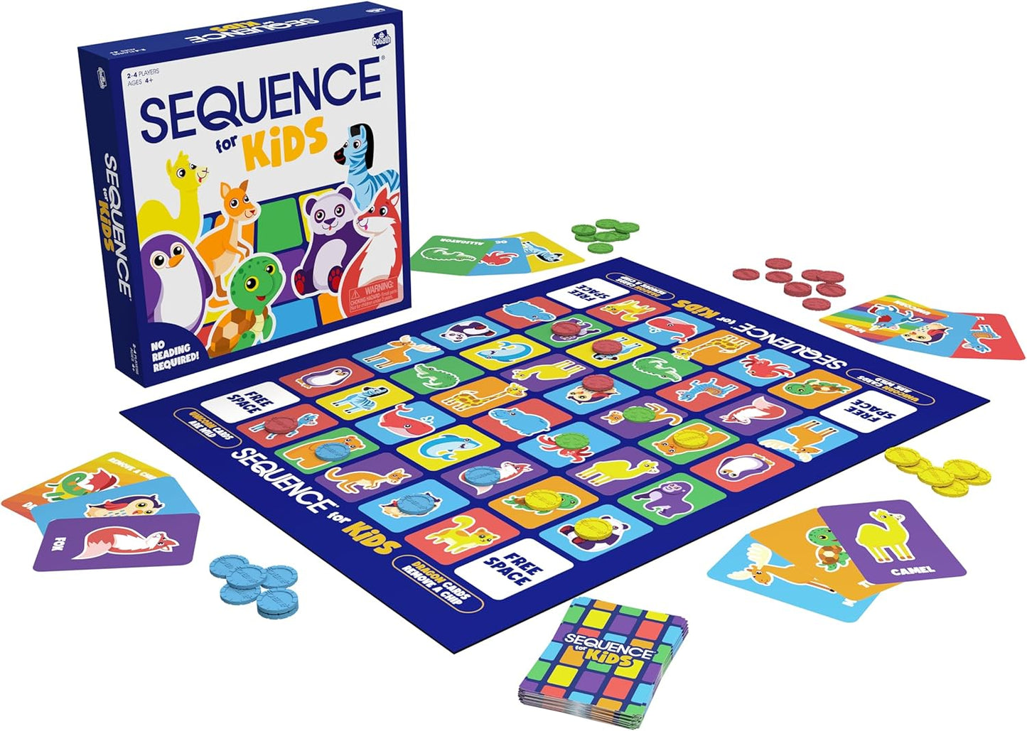 SEQUENCE for Kids -- The 'No Reading Required' Strategy Game by Jax and Goliath, Multi Color, 11 inches (2-4 players) (Packaging May Vary)