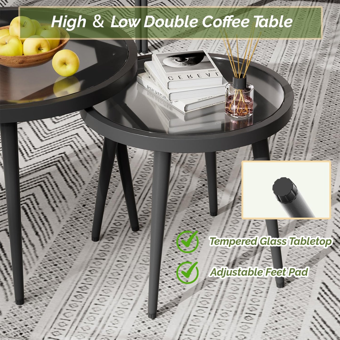 Aluminum 7-Piece Outdoor Patio Furniture Set, Conversation Sets with Comfortable Cushions, outdoor sectional and Tempered Glass Tables for Porch, Balcony, Poolside, Balcony & Courtyard (Gary)