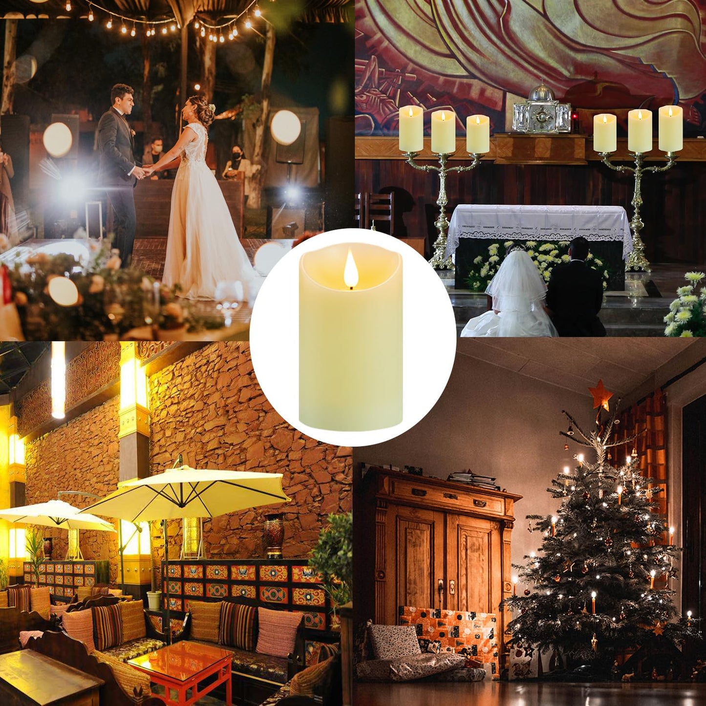 Guluto Flickering Flameless Candles with Rechargeable Battery, Electronic Candles with Remote and Timer, led Pillar Candles Real Wax Wick, led Candles for Home, Wedding, Halloween, Christmas 3" x 4"
