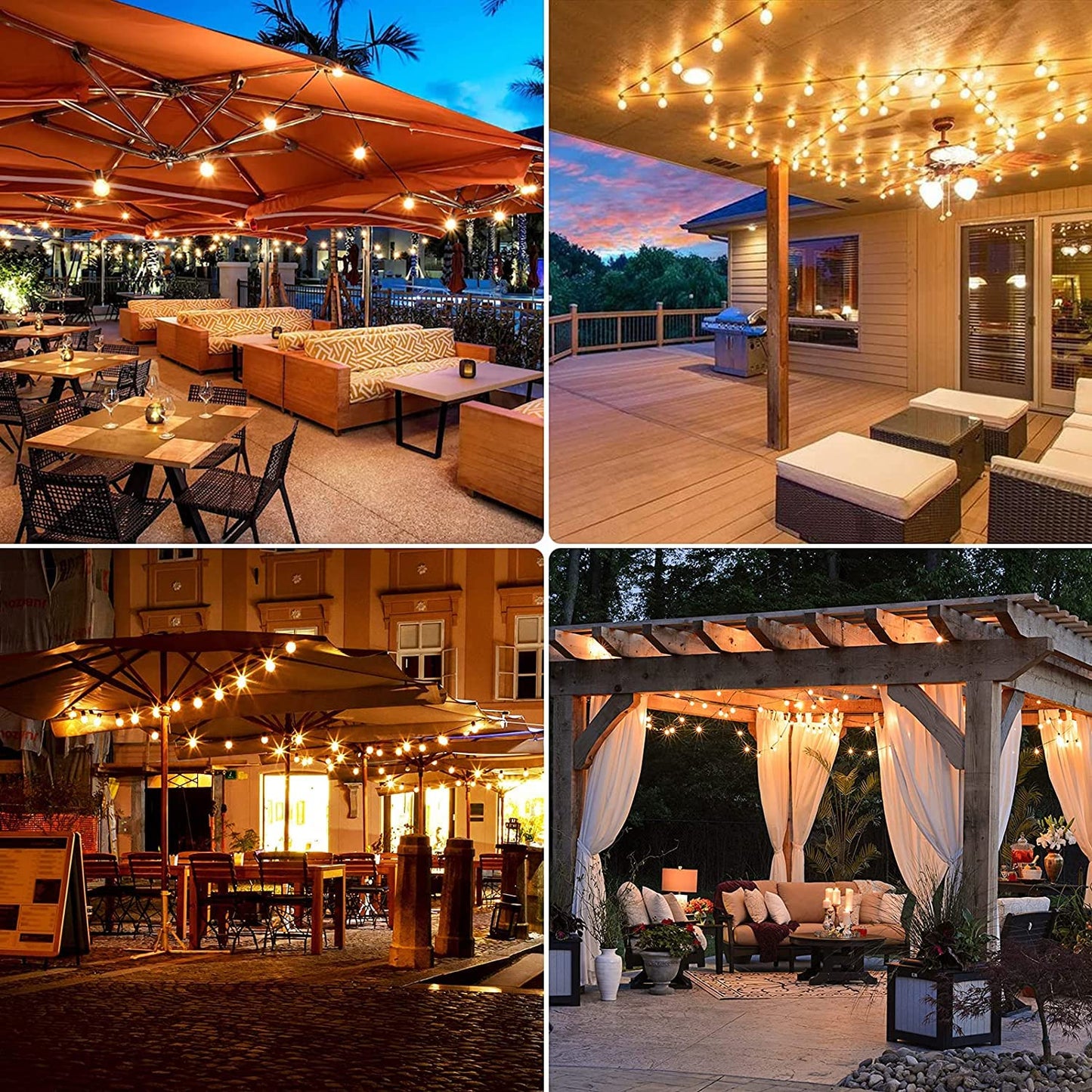 Abeja 25Ft LED Outdoor String Light, Patio Globe String Lights with 27 Shatterproof LED Clear Bulbs(2 Spare), Hanging Patio String Lights for Backyard Decor Bistro Party Yard Decor- White Wire