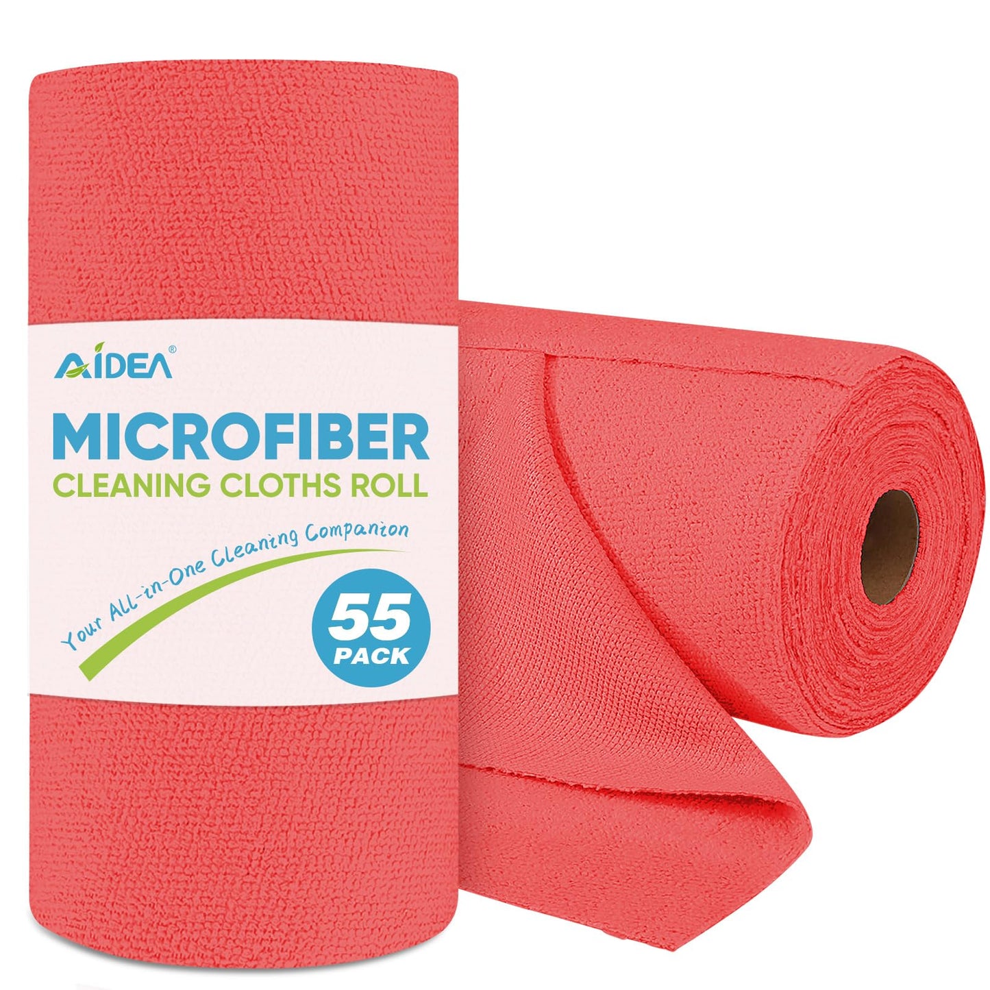 AIDEA Microfiber Cleaning Cloth, Shop Towels 55 Sheets, Micro Fiber Cloth for Cleaning Car, Red Shop Rags Cleaning Towels Reusable Paper Towels for Automotive, Mechanic, Workshops, Kitchen-11×9"