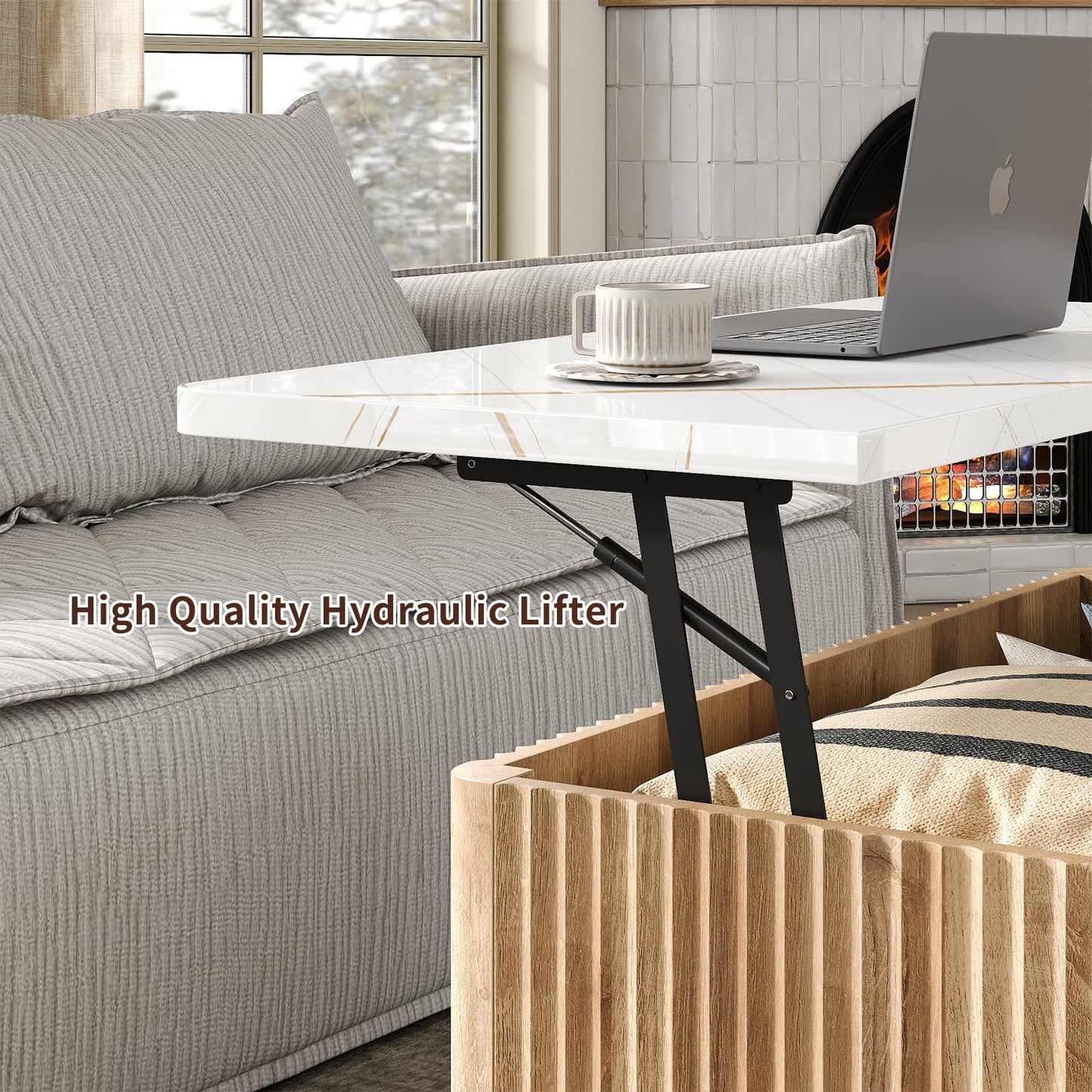 Yanosaku Lift Top Coffee Tables for Living Room, Square Coffee Table with Storage, Living Room Center Tables with Large Hidden Space for Bedroom, Home Office, Studio