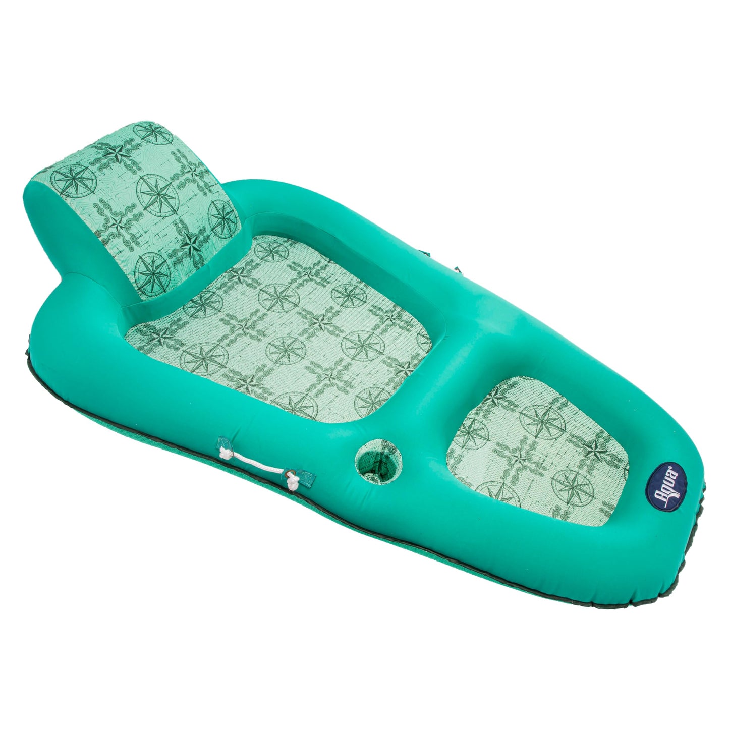 Aqua Luxury Water Pool Lounge, Extra Large, Inflatable Pool Floats for Adults with Headrest, Backrest, Footrest and Cupholder, Teal Compass