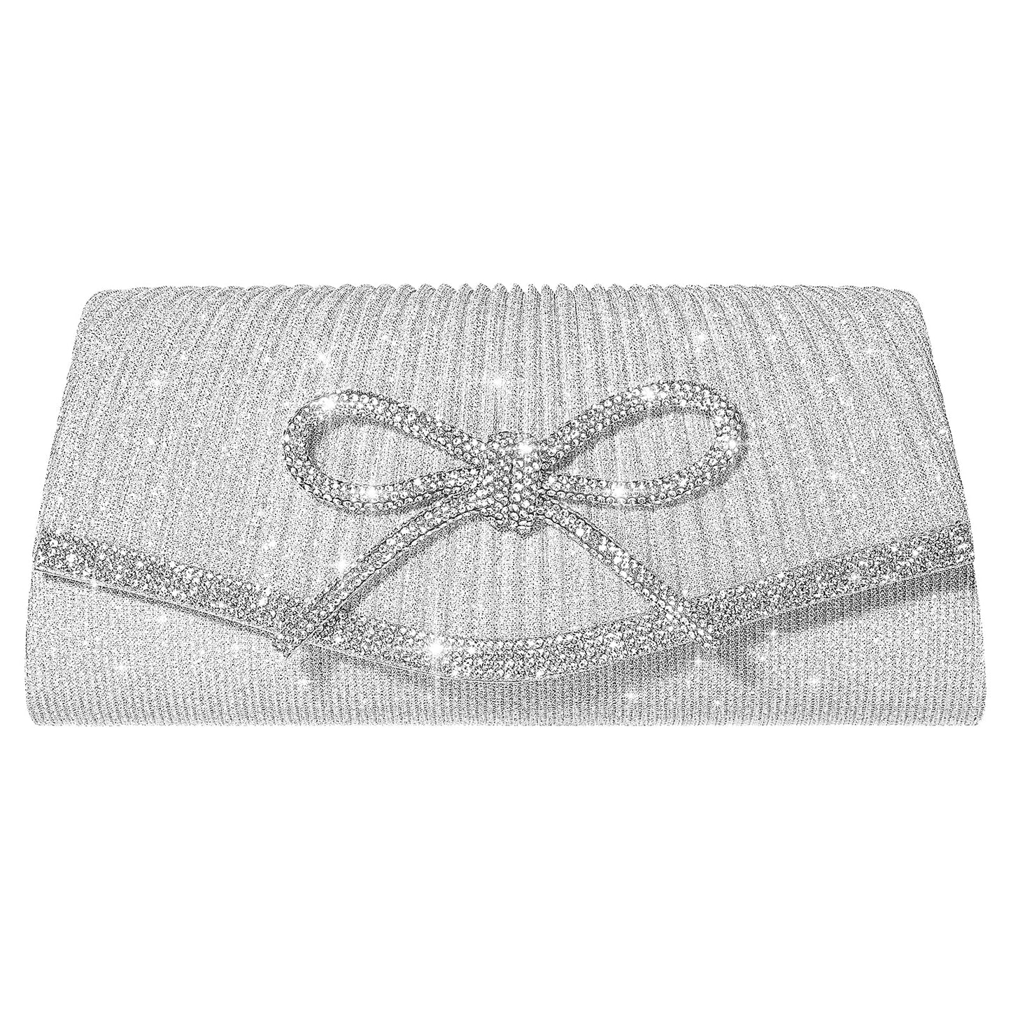 CurvChic Bow Evening Bag Sparkly Clutch Purses for Women Glitter Rhinestone Envelope Wedding Party Dressy Prom Purse