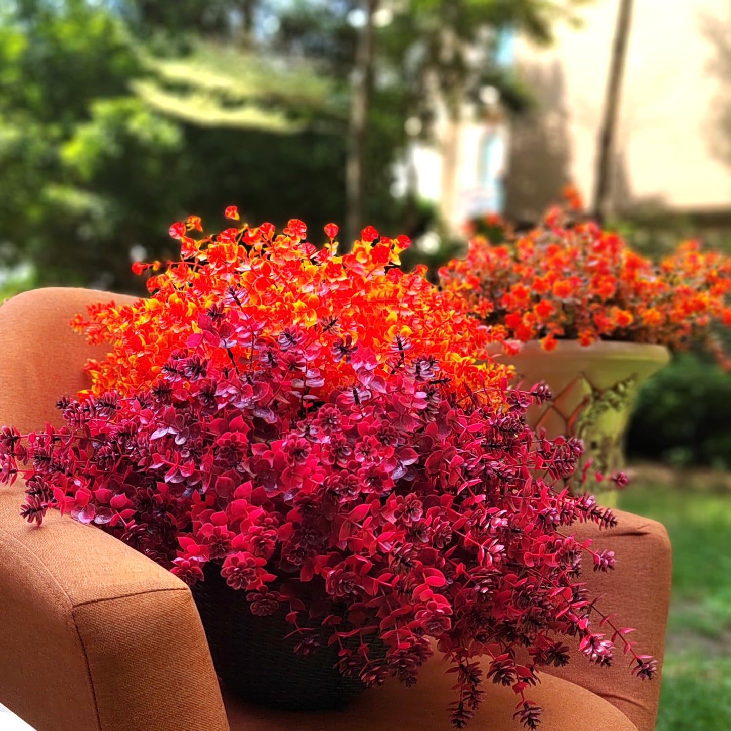 Fall Artificial Flowers for Outdoors Fake Plants - 12 Bundles Face Mums Outside Greenery UV Resistant No Fade Faux Shrubs Home Garden Porch Patio Decoration Office Thanksgiving