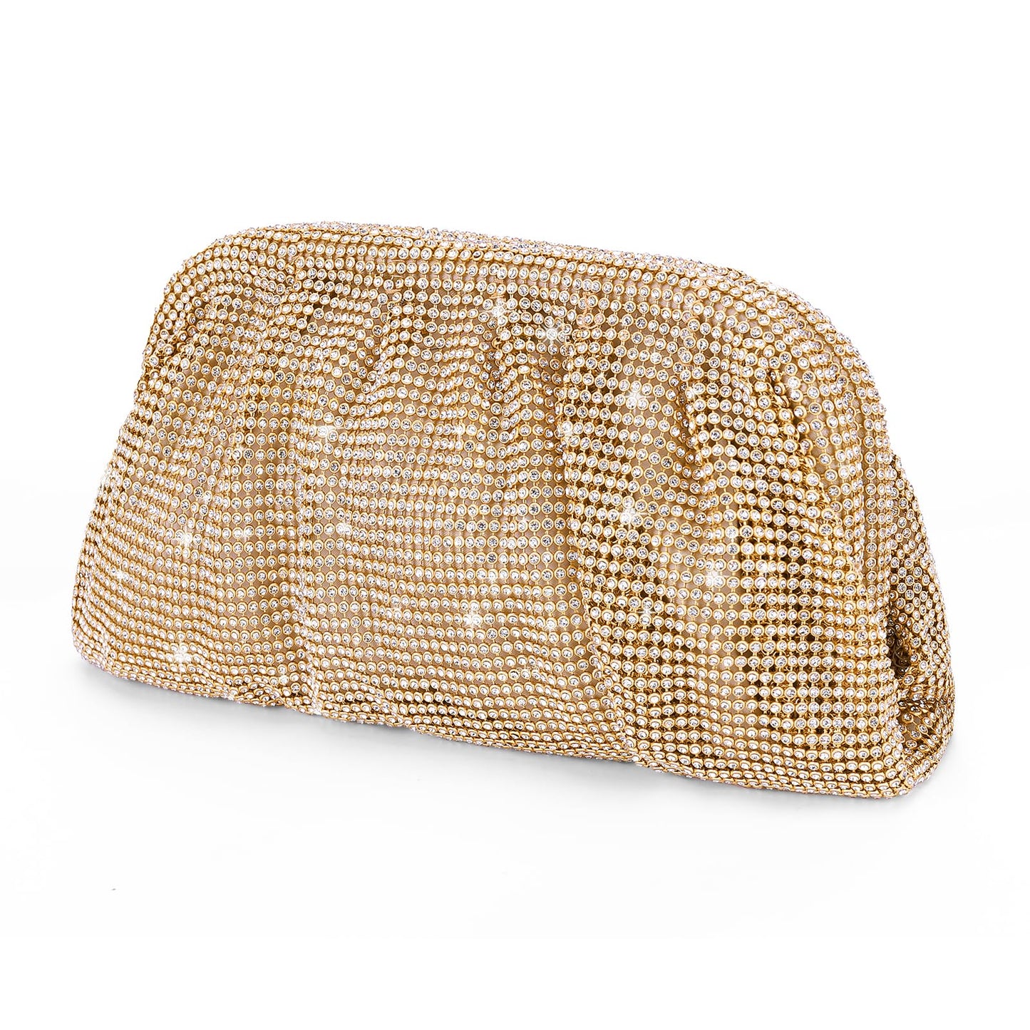 Lushandy Rhinestone Purse, Gold Silver Clutch Purses for Women Evening Bag Formal Wedding Clutch Bag Dumpling Bag Dress Purse