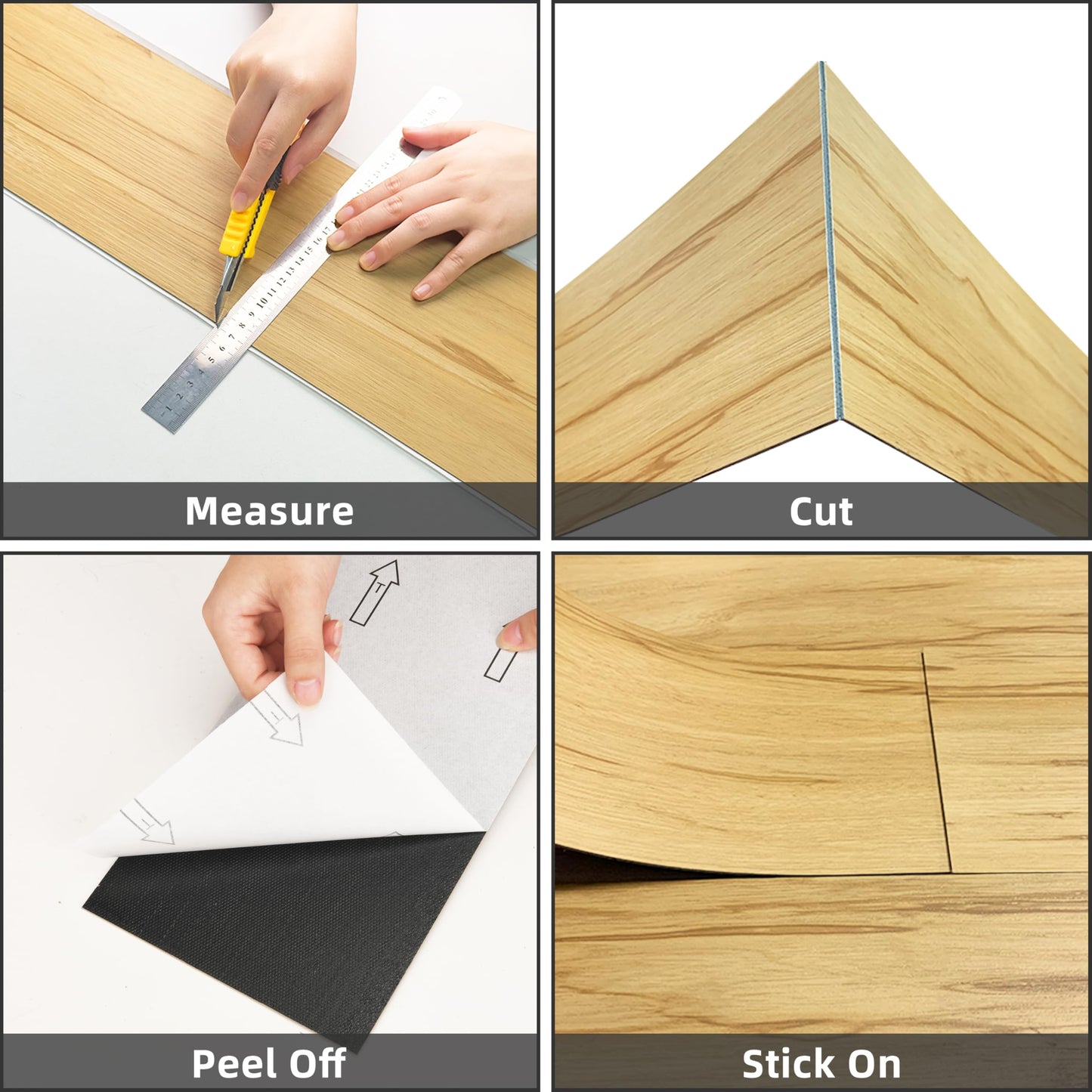 MULGREAT Peel and Stick Floor Tile, 54 Sq.Ft 36 Pieces 36"x6" Long Vinyl Flooring, 1.5mm Thick Waterproof Heavy Duty Wood Floorings for Bedroom Laundry Kitchen, Hickory