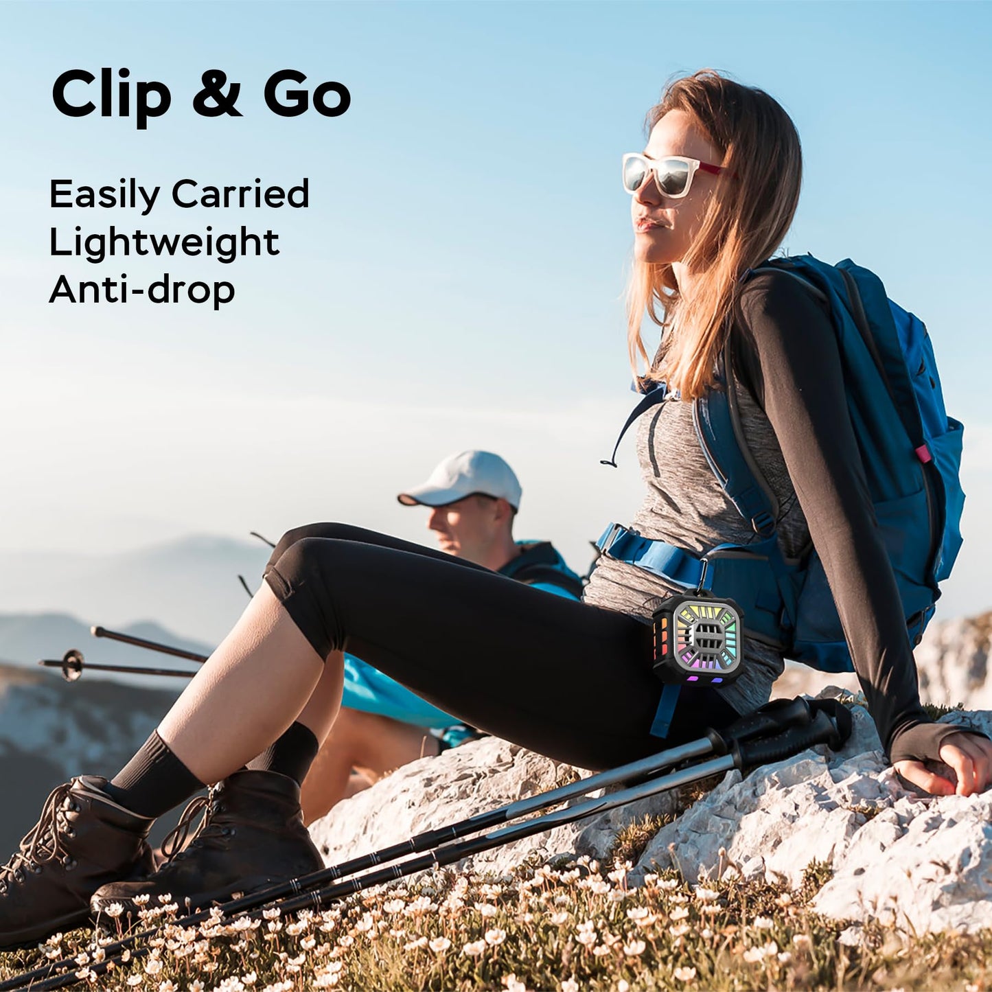 INSMY Shower Bluetooth Speaker, IP67 Waterproof Portable Small Wireless Link Over 100+ Speakers, Big Volume Booming Bass, 24H Playtime/Floatable/RGB Lights for Outdoor/Kayak/Beach/Golf (Black)