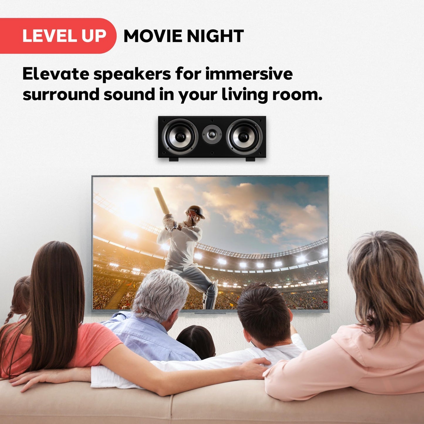 Pyle Adjustable Speaker Wall Mount Brackets - 2 Pack Extendable Steel Arms for Center Channel, Small or Large Speakers & Soundbars - 110 lbs Capacity, 6.7-11.8" Depth - Includes Mounting Hardware