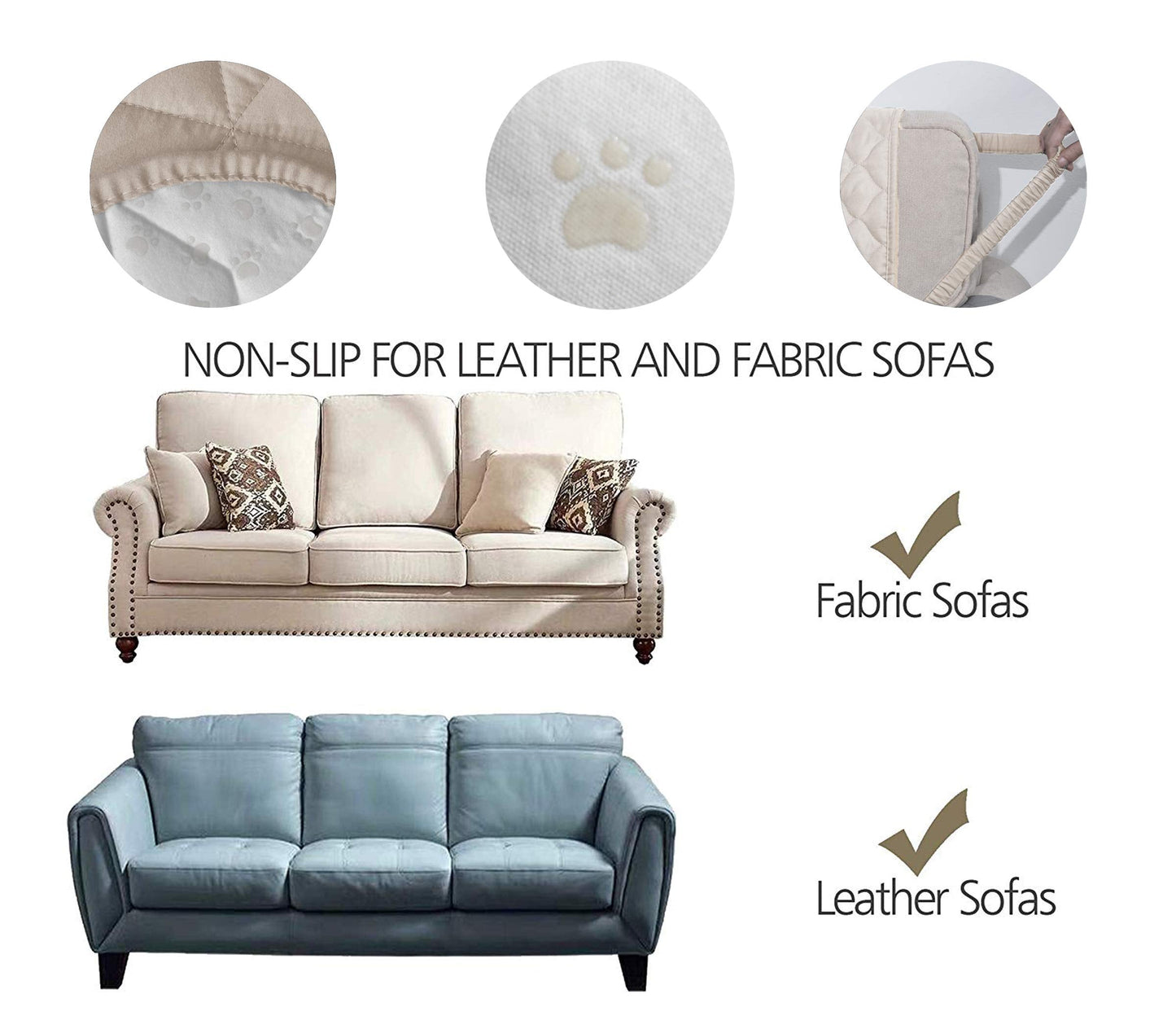 Ameritex Couch Sofa Slipcover 100% Waterproof Nonslip Quilted Furniture Protector Slipcover for Dogs, Children, Pets Sofa Slipcover Machine Washable (Beige, 78'')