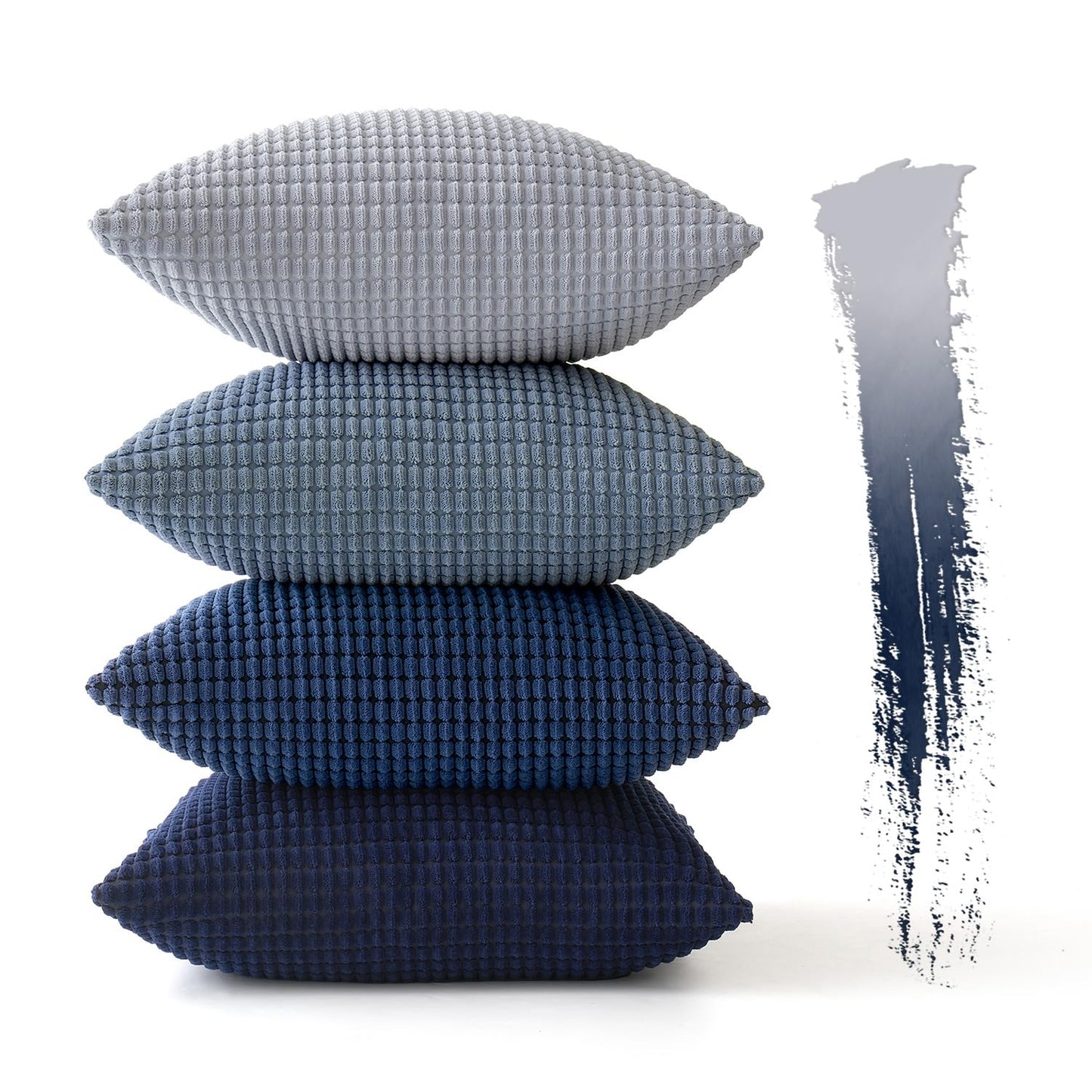 MIULEE Blue Decorative Pillow Covers 18x18 Inch Set of 4 Boho Western Farmhouse Home Decor Couch Throw Pillows Summer Coastal Corduroy Pillowcases Industrial for Sofa Living Room Bed