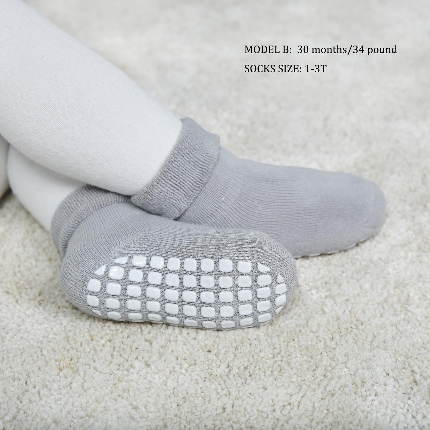 VWU Baby Toddler Kids Ankle Crew Socks with Grips Unisex Warm Thick Cotton Winter Socks 3-12 Months, Grip 6 Color