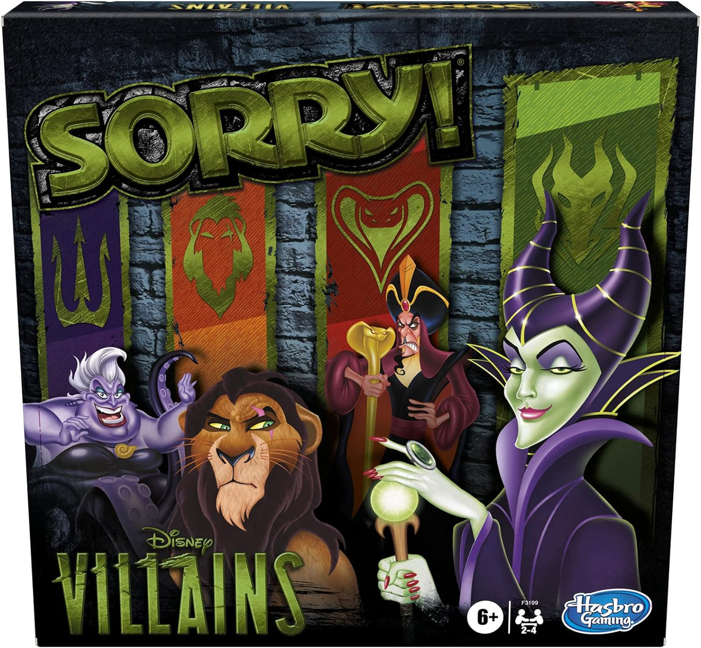 Hasbro Gaming Sorry! Board Game: Disney Villains Edition Kids Game, Family Games for Ages 6 and Up (Amazon Exclusive)