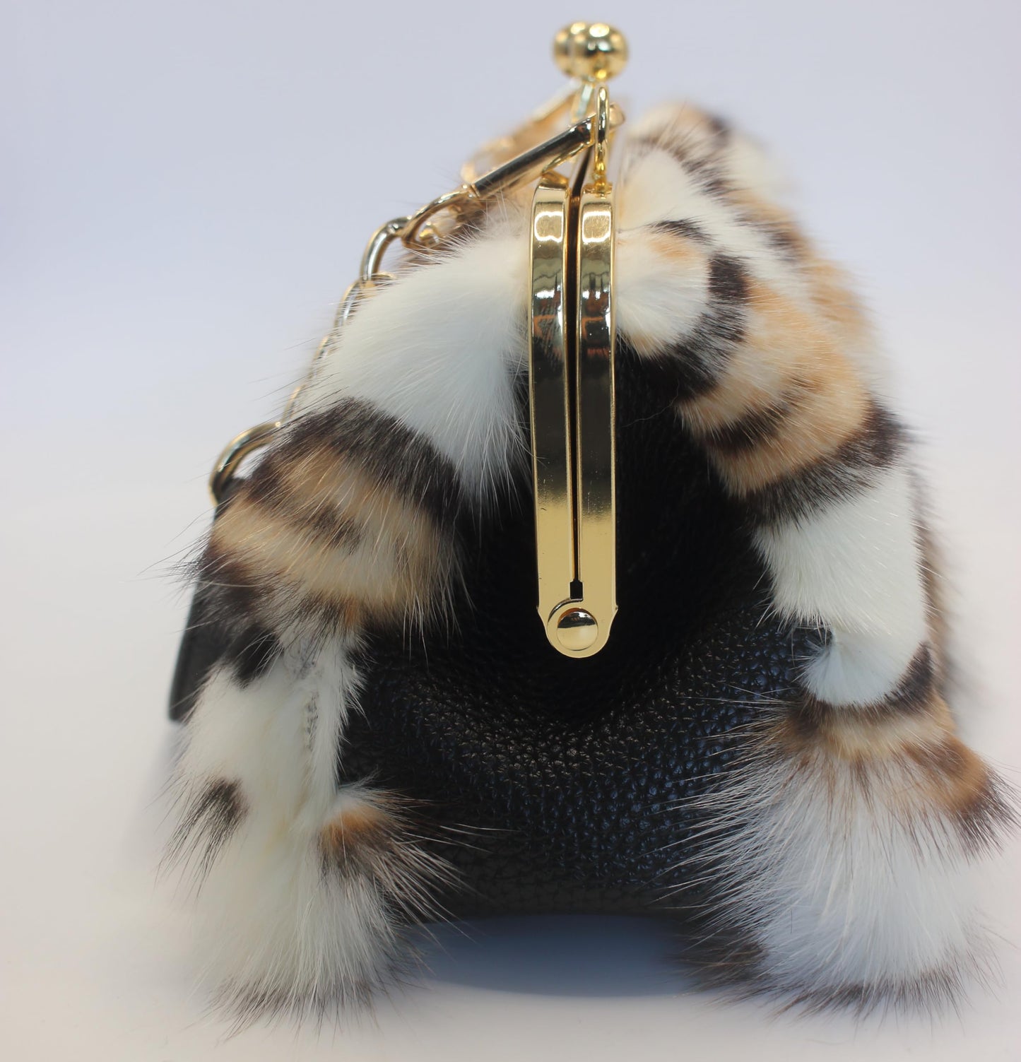 Luxurious Fashion Natural Fox Fur with Hair Handbag for Women and Ladies (Leopard Elegance)