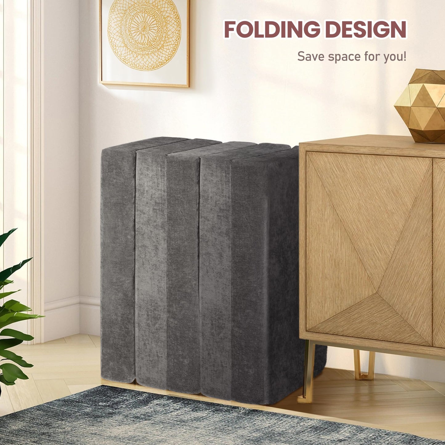 Decofy Folding Sofa Bed with Pillow and Armrest, Convertible Sleeper Sofa 3 in 1 Fold Out Chair Bed Futon Couch for Living Room, Dorm, Guest Room, Home, Office, Apartment