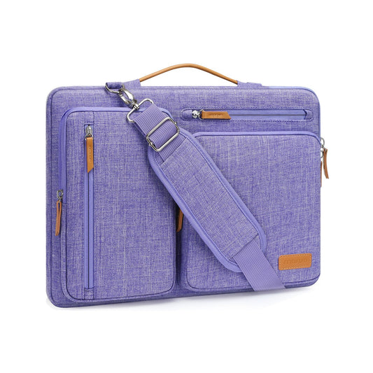 MOSISO 360 Protective Laptop Shoulder Bag,15-15.6 inch Computer Bags Compatible with MacBook Pro 16 inch, HP, Dell, Lenovo, Asus Notebook,Side Open Messenger Bag with 4 Zipper Pockets, Purple