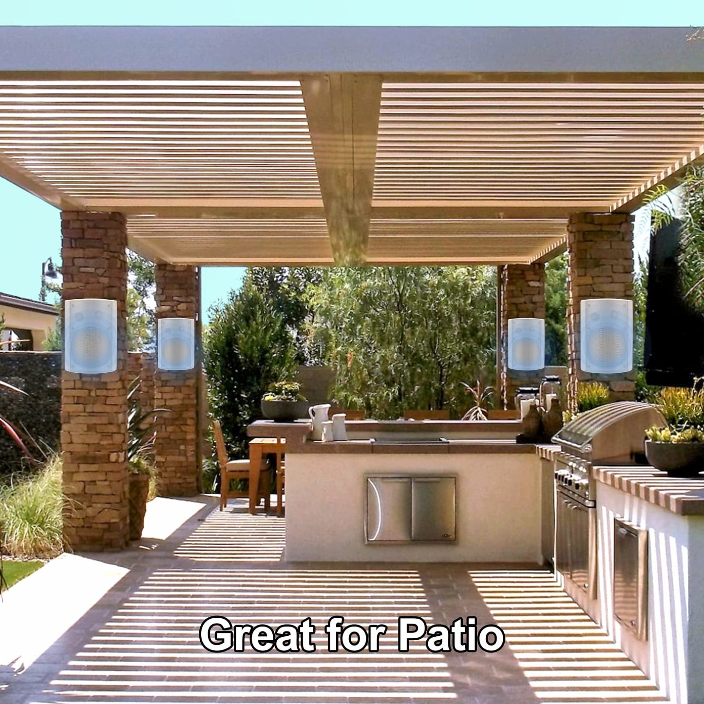 STUDIOFINIX 5.25 Inch 600W Passive Wall Mount Speakers Weather Resistant Indoor Outdoor Speakers for Patio Garage Home,2 Pairs (White)