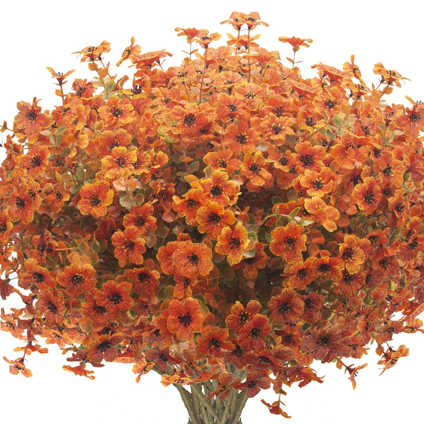 Grunyia 16 Bundles Artificial Fall Flowers for Outdoors Fake Plants UV Resistant Plastic Plants Shrubs Bushes for Home Fall Front Door Porch Garden Autumn Decor (Fall Red)