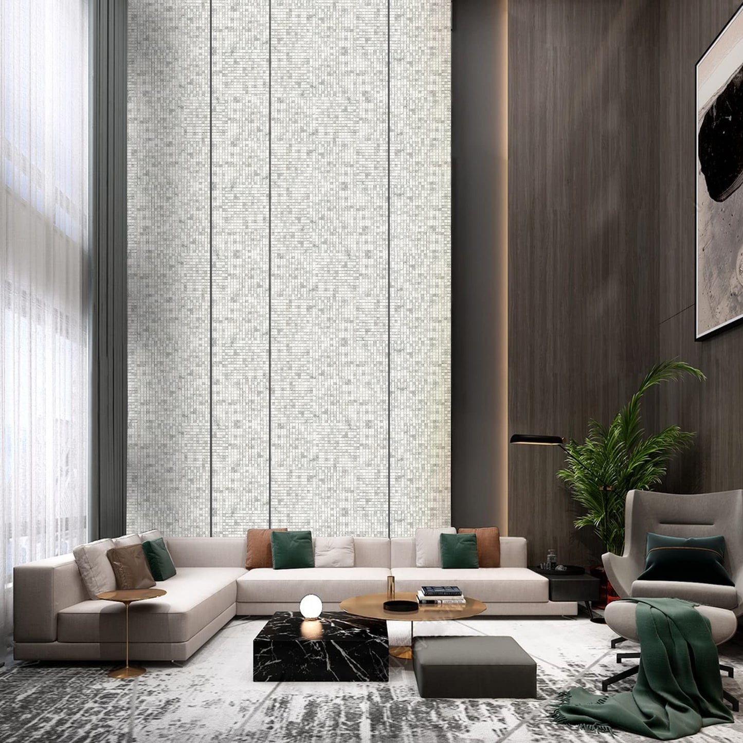 Midcard 6 Sheet Jazz White Gray Marble Square Mosaic backsplash Tile, Polished Shower Room Floor and Wall Tile