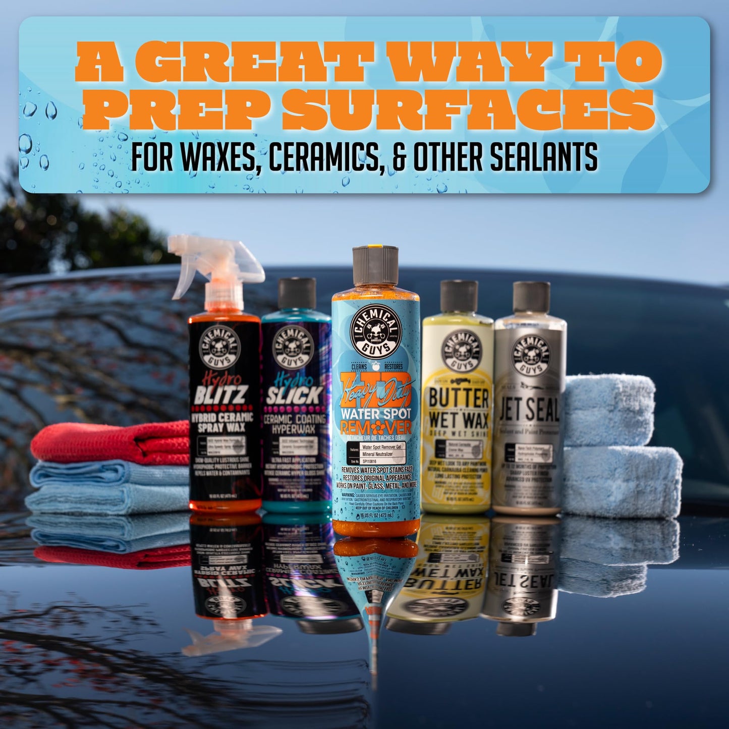 Chemical Guys Heavy Duty Water Spot Remover - Stain Removing Gel for Paint, Glass & Metal - Safe for Cars, Trucks, Motorcycles & More, 16 fl oz