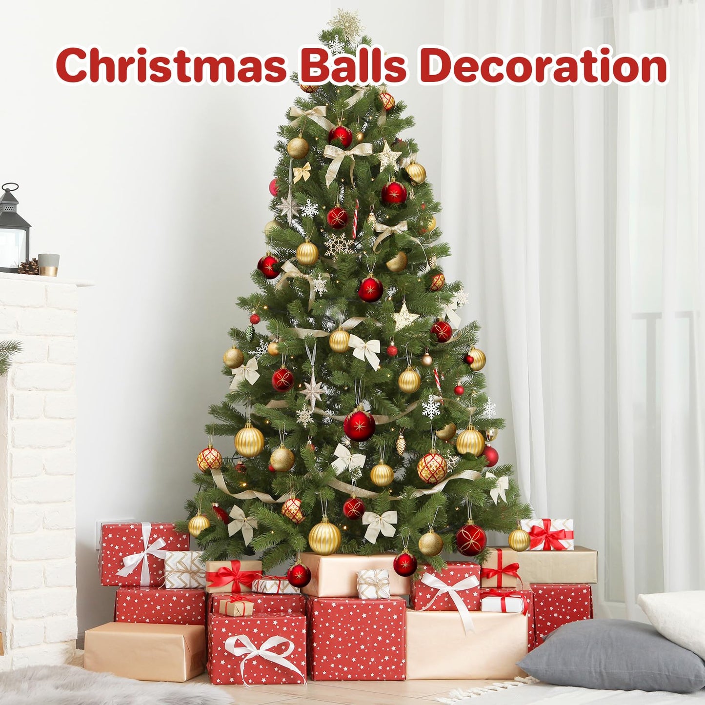 DeckTheHalls Christmas Balls Ornaments, 30 Pcs 2.5 Inch Christmas Tree Decorations for Xmas Tree Hanging, Shatterproof Ball Ornaments for Festival Home Party Decors, (Red & Gold)