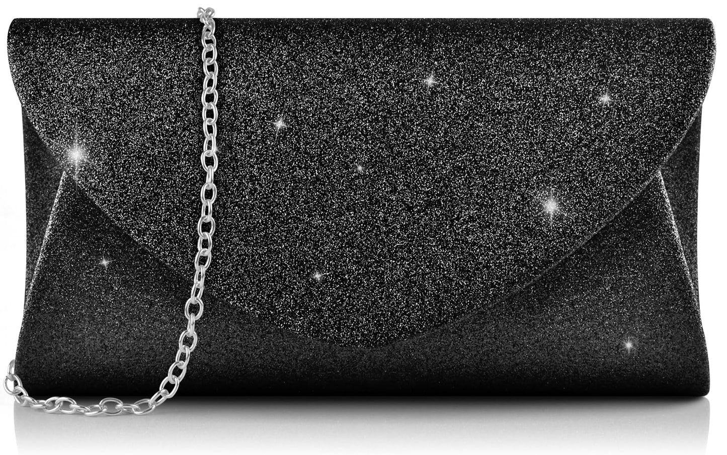 PACETAP Women's Evening Bag Clutch Purse, Glitter Party Wedding Handbag with Chain for Women Formal Wedding Party Cocktail Prom Dinner(Black)