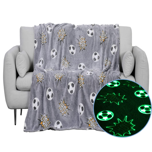 Gaming Gamer Glow in The Dark Blanket Boys Kids Teens Gifts for Birthday Christmas Valentine's Easter Age 1 2 3 4 5 6 7 8 9 10 11 12 13 Toddlers Video Game Gift Toys Fun Fluffy Plush Throw 50"x60"