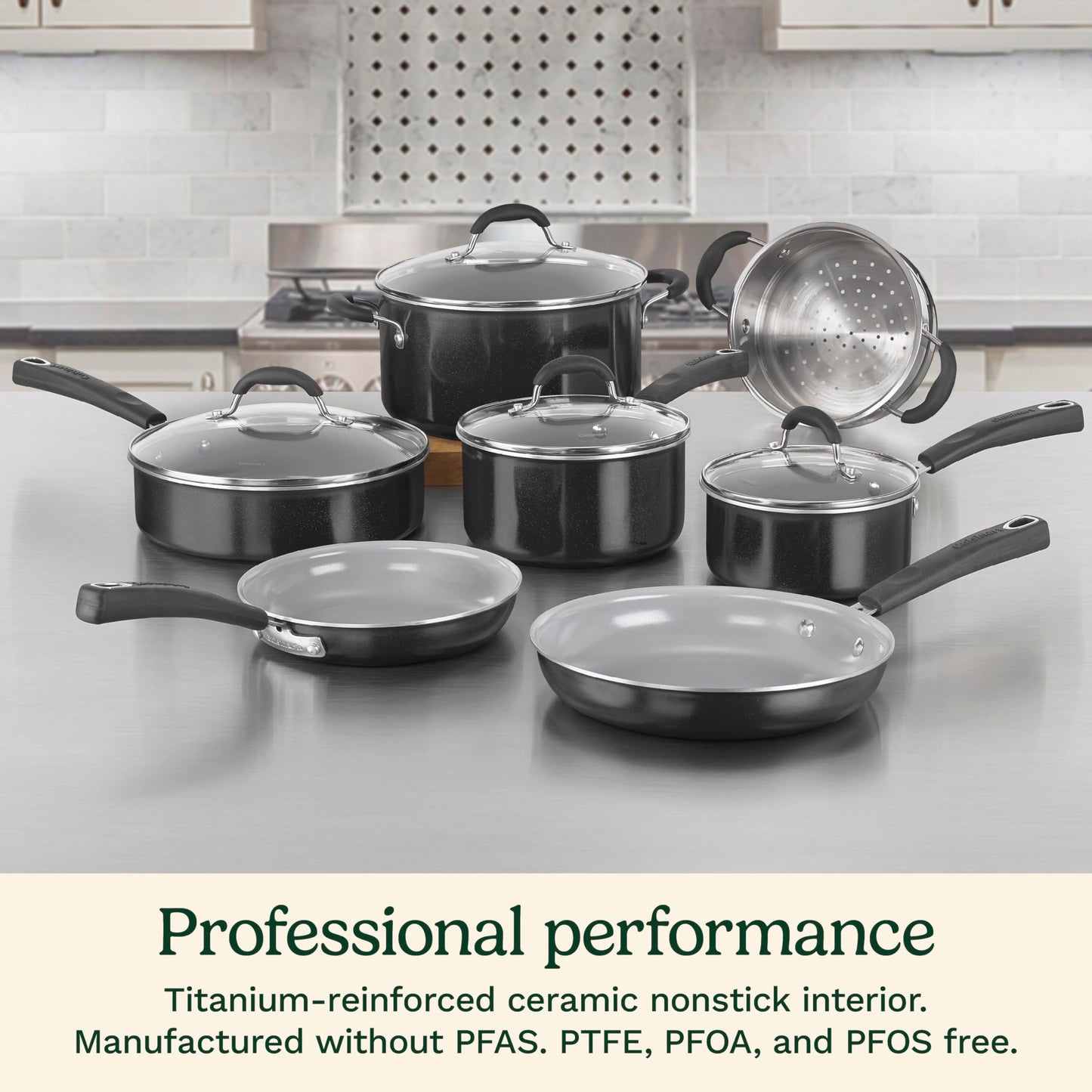 Cuisinart 11-Piece Nonstick Cookware Set, Ceramica XT, Black, 54C-11BK