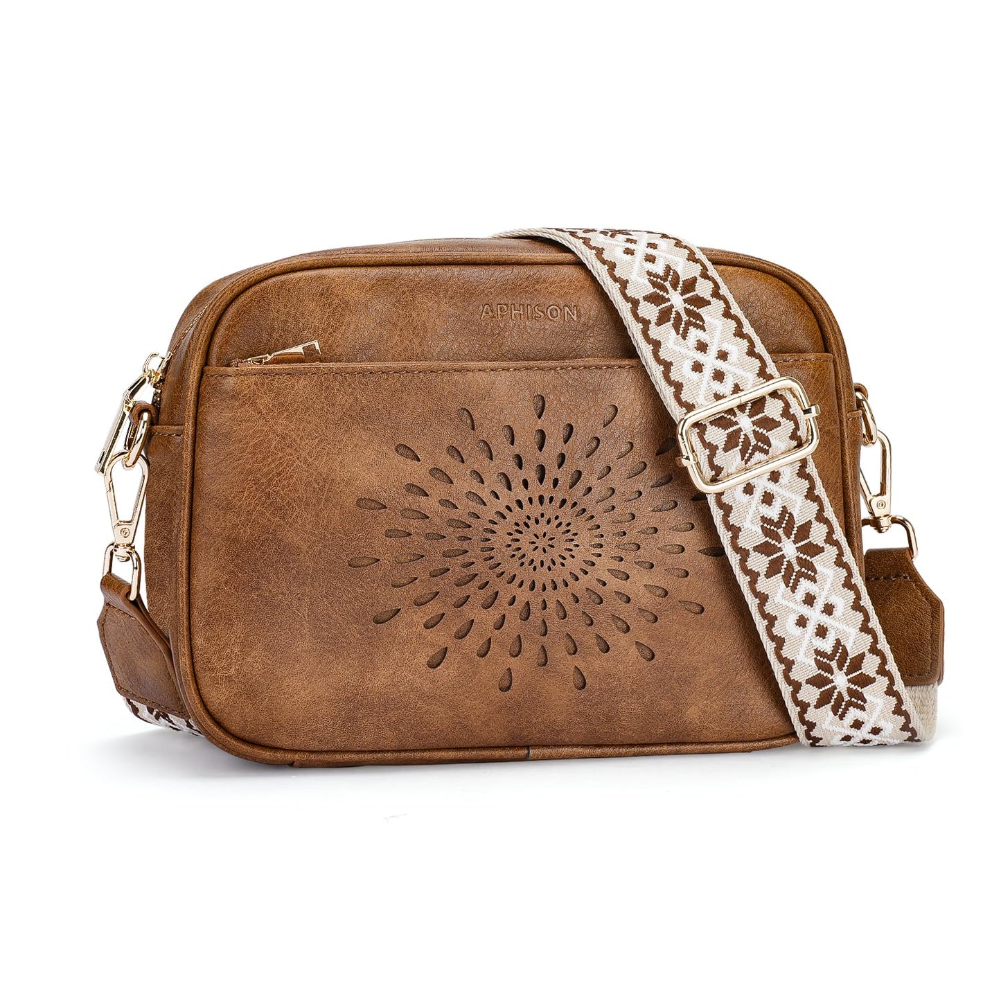 APHISON Crossbody Bags for Women Trendy,Vegan Leather Small Crossbody Purses Shoulder Handbags with Adjustable Strap Brown