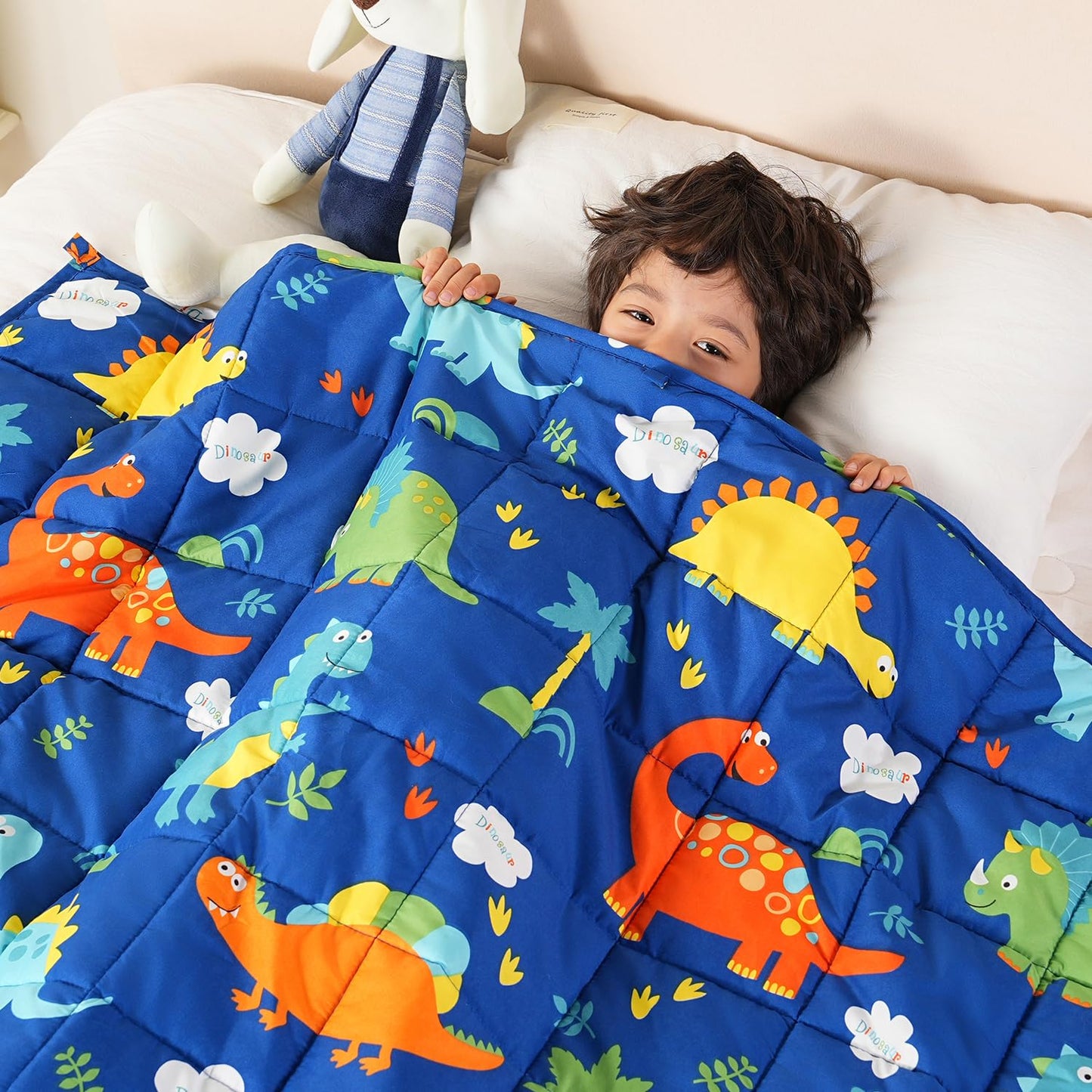 Sivio Weighted Blanket 5lbs, Blue Dinosaur Cooling Weighted Lap Blanket, Breathable Heavy Throw Blankets for Sleeping, Washable, 36"x48"