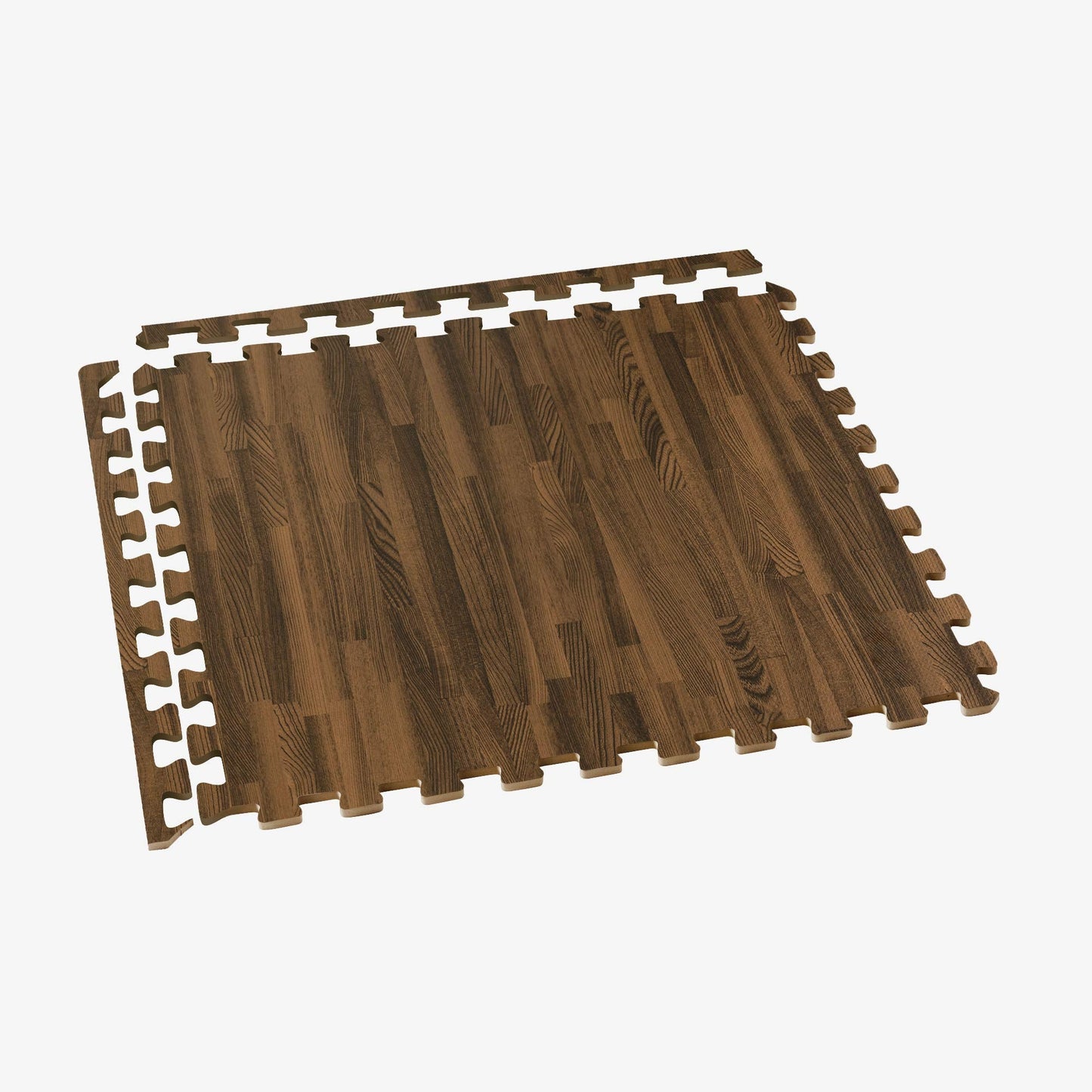 Forest Floor 5/8 Inch Thick Printed Foam Tiles, Premium Wood Grain Interlocking Foam Floor Mats, Anti-Fatigue Flooring, Walnut, 24 Sq Ft