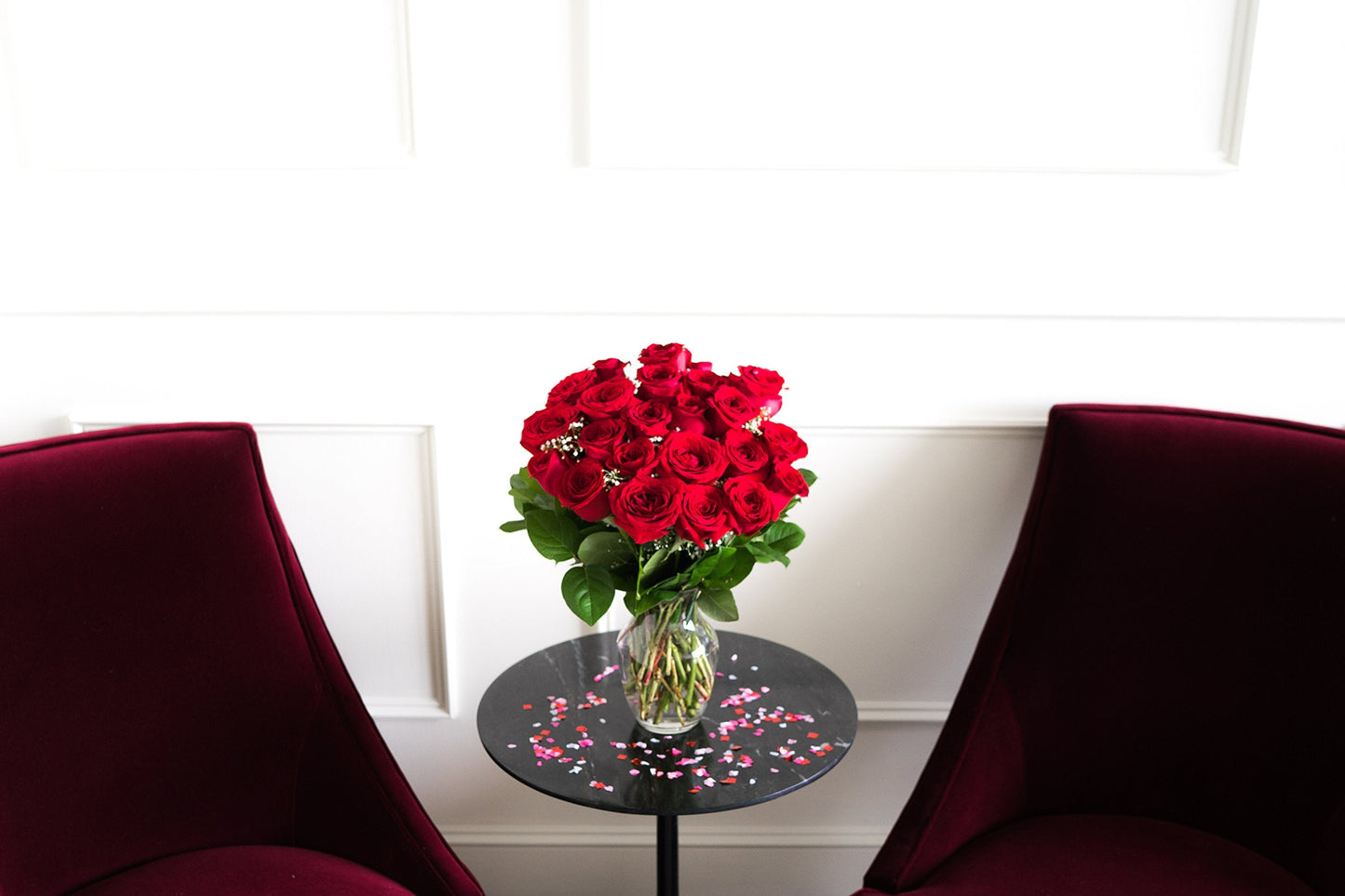 From You Flowers - Two Dozen Long Stemmed Red Roses with Glass Vase (Fresh Flower Bouquets) Birthday, Anniversary, Get Well, Congratulations, Thank You, All Occasions