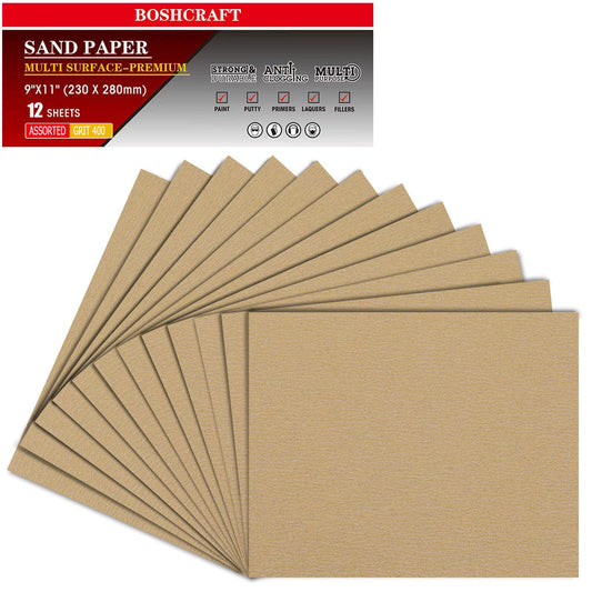 50 Pcs 1/4 Sheet Sandpaper, Premium Sand Paper 80/120/150/220/320/400 Grit Sandpaper Sheet Sand Paper Assortment for Wood Metal Automotive Palm Sanders 5.5" x 4.5"