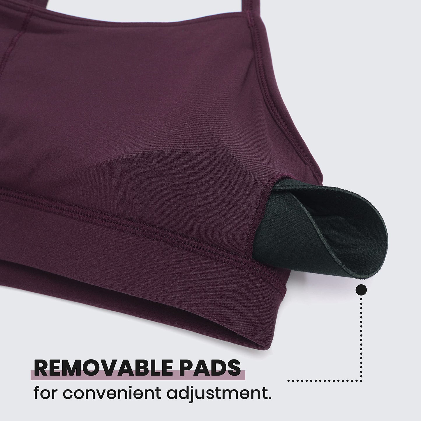 CRZ YOGA Butterluxe Womens Y Back Sports Bra - Padded Racerback Low Impact Spaghetti Thin Strap Workout Yoga Top Deep Purple Large