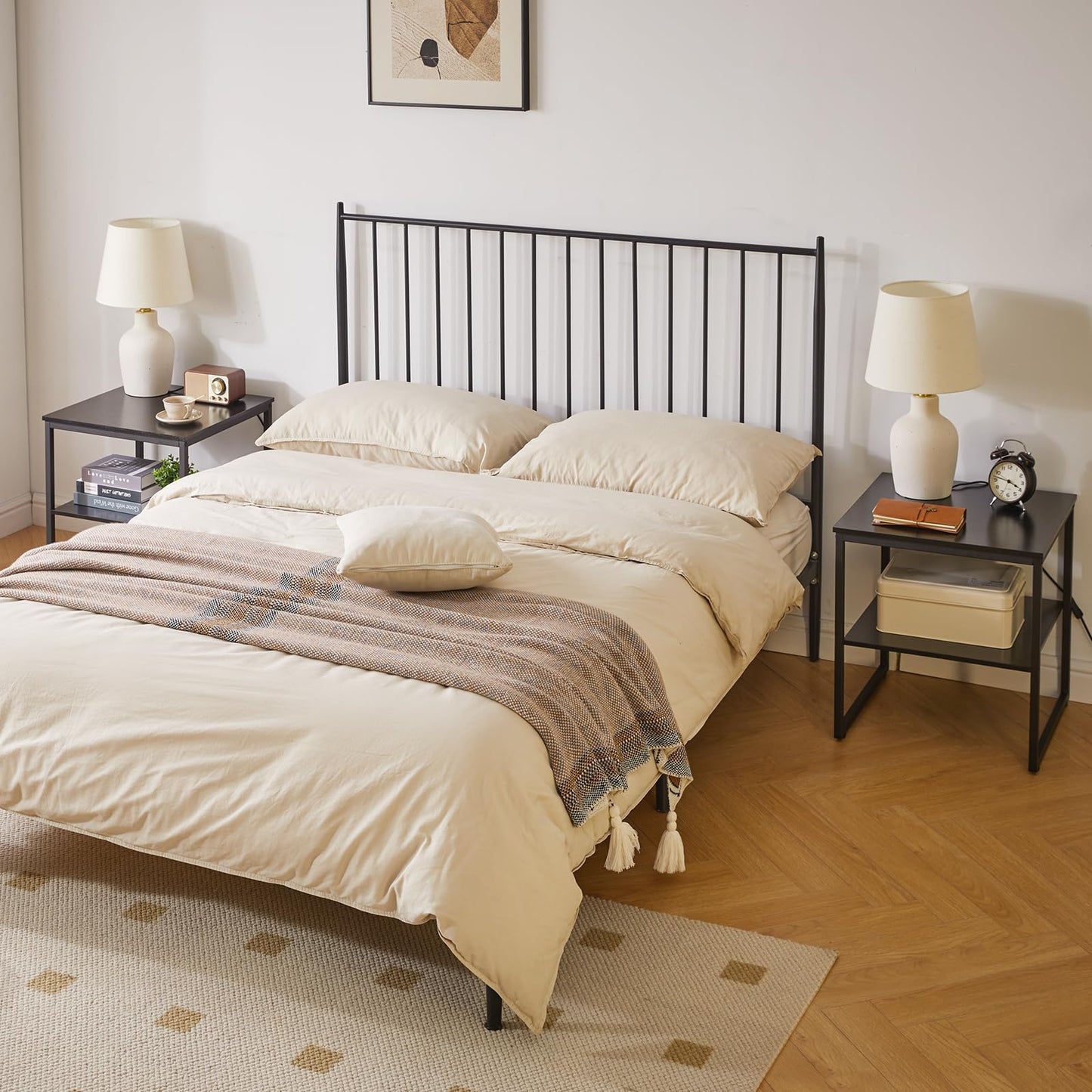 Aibiju Adjustable Storage Shelf 20 inch, Square Tea Table, Dorm Fridge Stand, Large Printer Stand for Office Black YD-TM153B