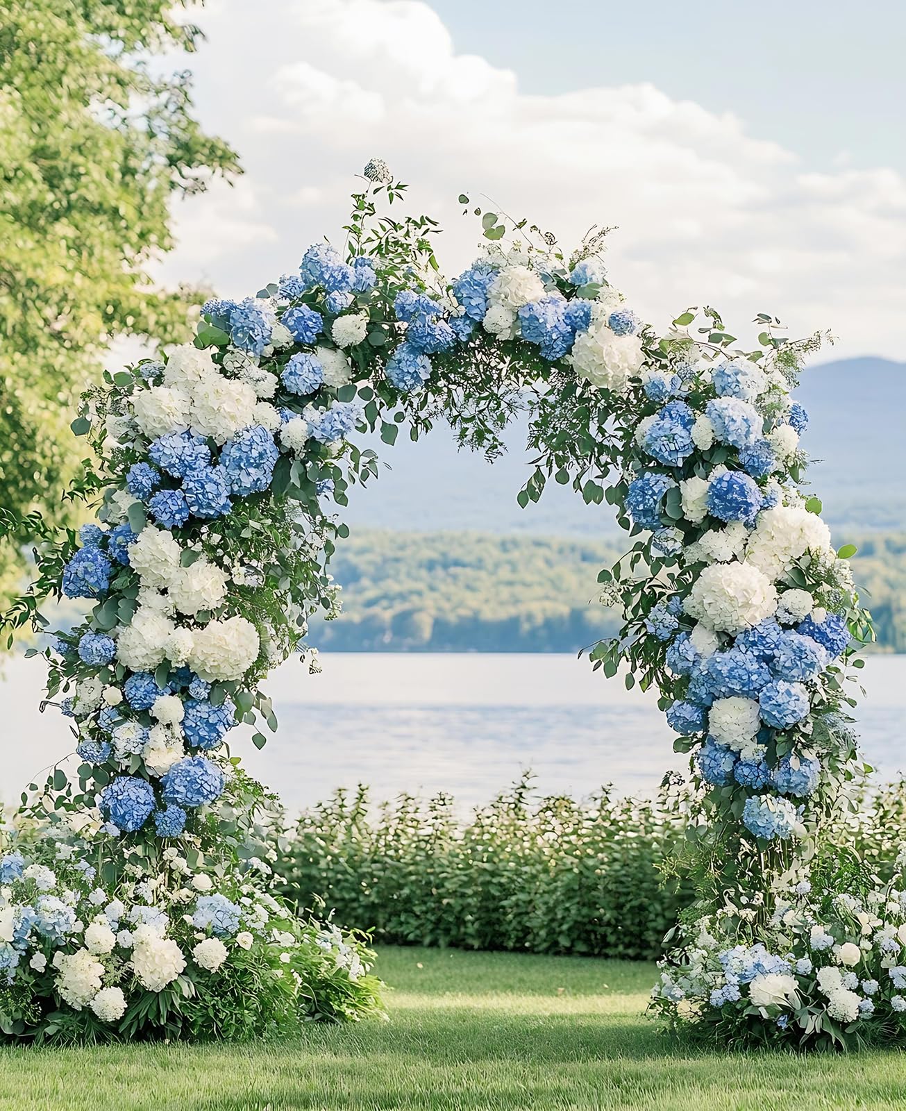 Real Touch White Hydrangea Artificial Flowers (4-Pack) -20" Faux Hydrangea Flowers with Long Stem & Leaves - Realistic Fake Hydrangeas for Home Decor Floral Arrangements Wedding Bouquets Centerpieces