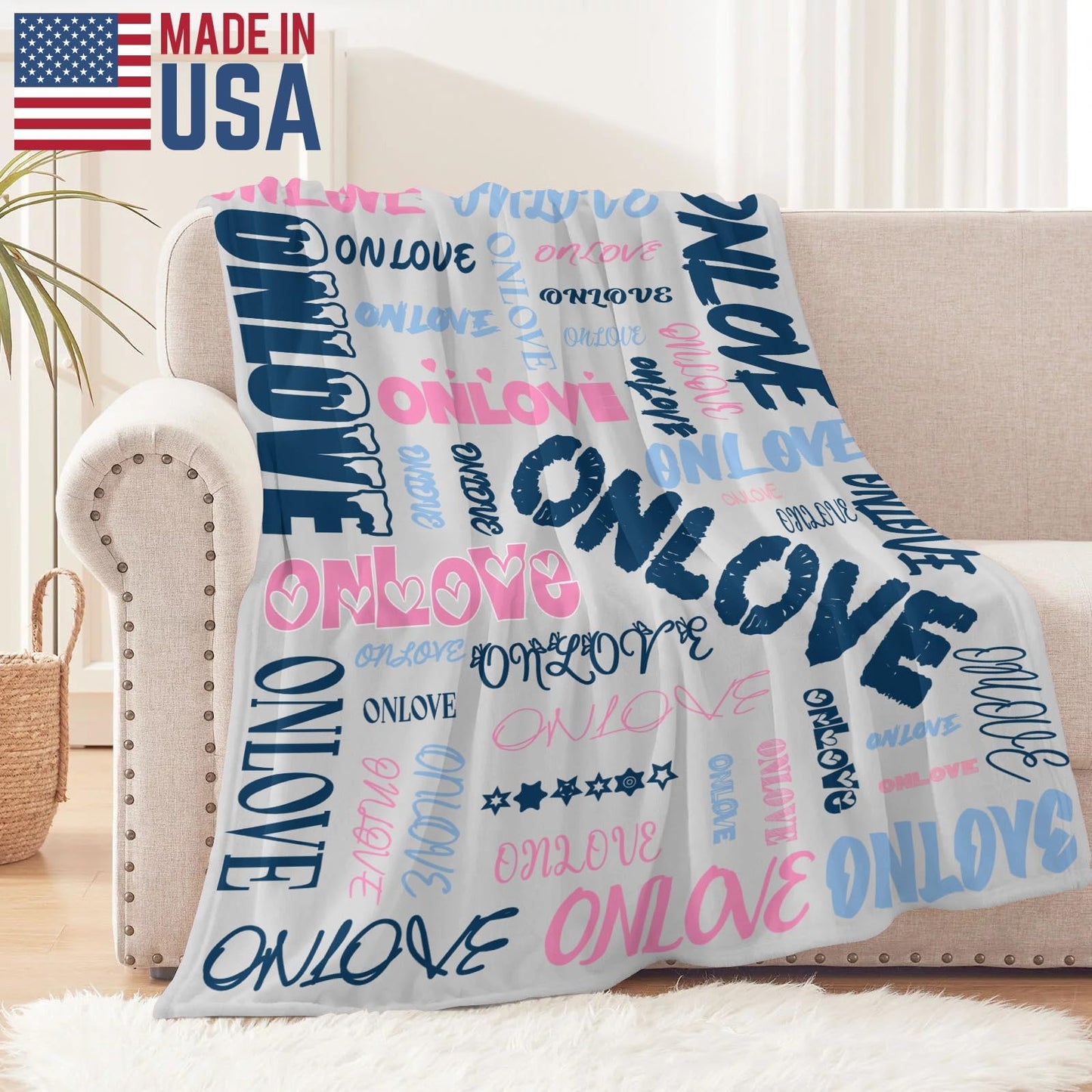 HSMAELE Personalized Blankets with Name Custom Blanket for Boys Girls Adult Customized Flannel Throw Blanket for Birthday Valentines Day Gifts, Gray Blanket Made in USA