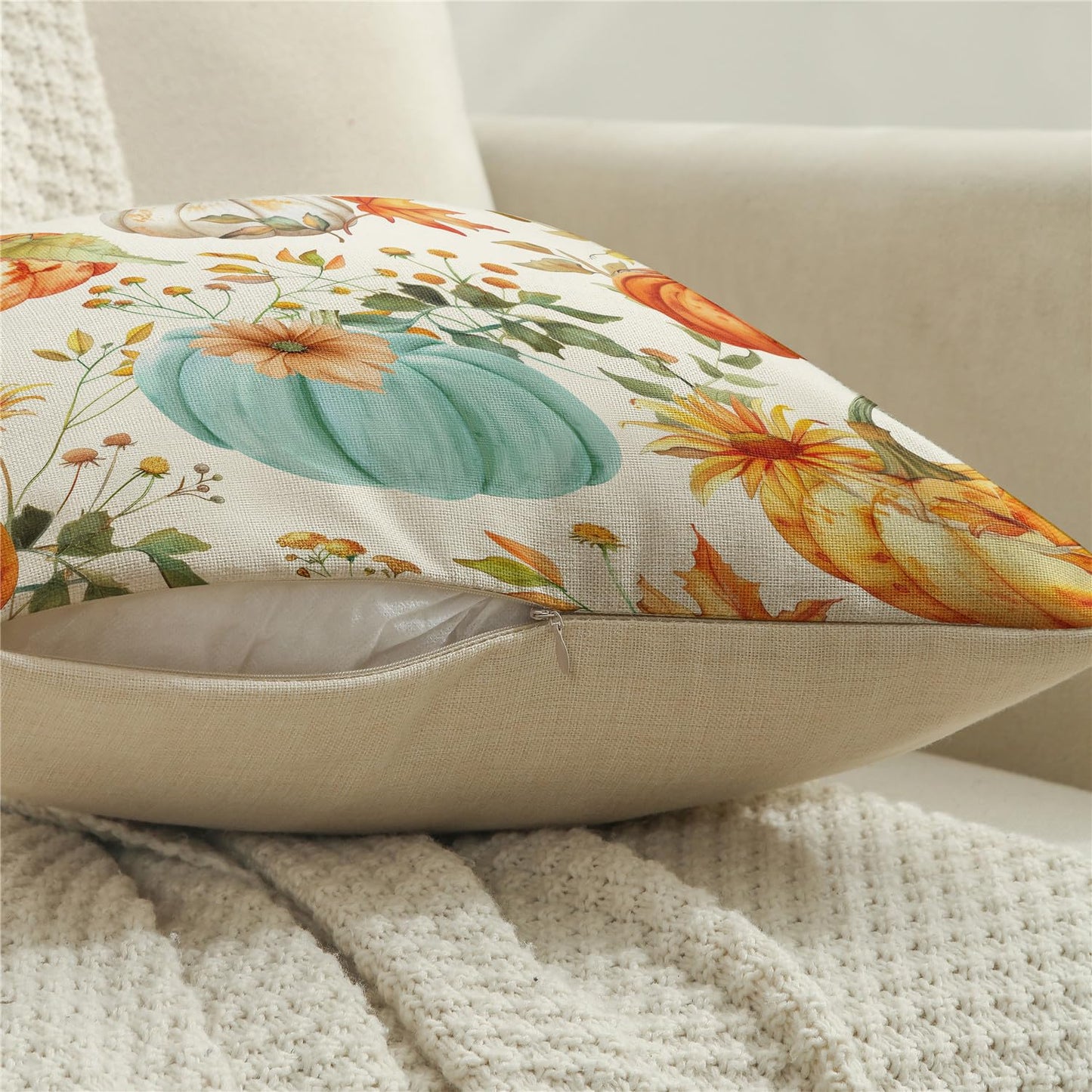 NIGHTWISH Fall Pillow Covers 18x18 Set of 4 Thanksgiving Farmhouse Decorations Floral Pumpkin Outdoor Fall Decor Throw Pillow Covers Home Sweet Home Harvest Autumn Cushion Case for Sofa Couch