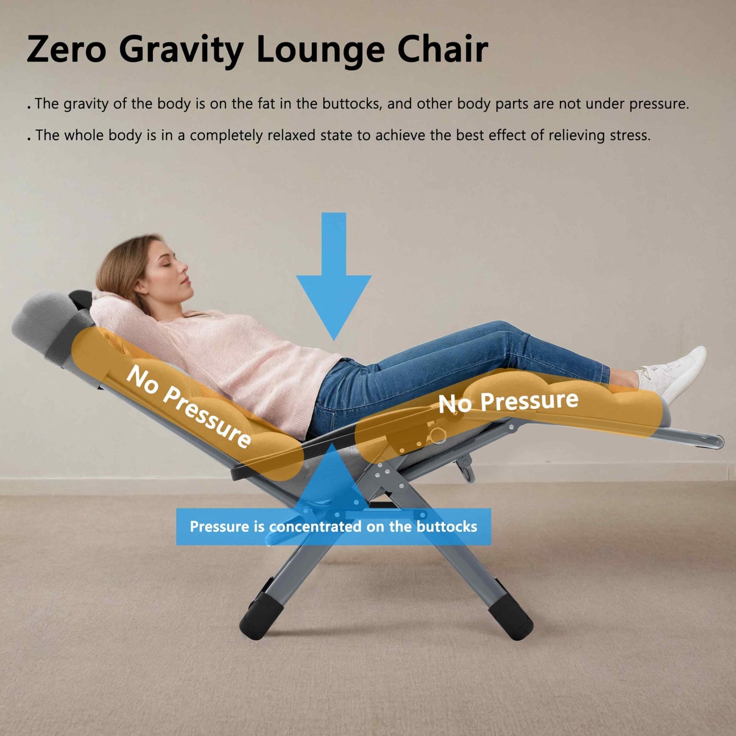 Seeutek Outdoor Zero Gravity Chair - Adjustable Steel Mesh Folding Recliner with Removable Extra Thick Cushion and Upgraded Lock and Cup Holder for Patio, Camping, Indoor, Outdoor - Grey