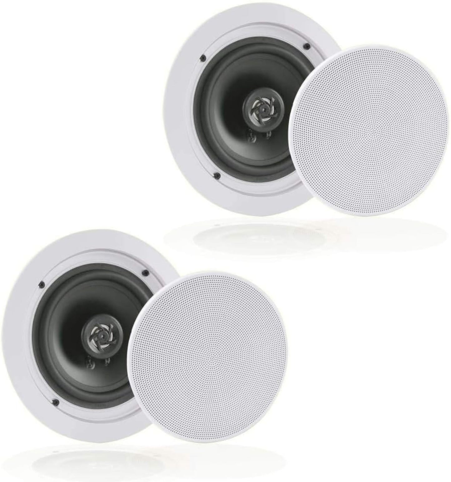 Pyle 6.5” Pair Bluetooth Flush Mount In-wall In-ceiling 2-Way Speaker System Quick Connections Changeable Round/Square Grill Polypropylene Cone & Polymer Tweeter Stereo Sound 150 Watt (PDICBT652RD)