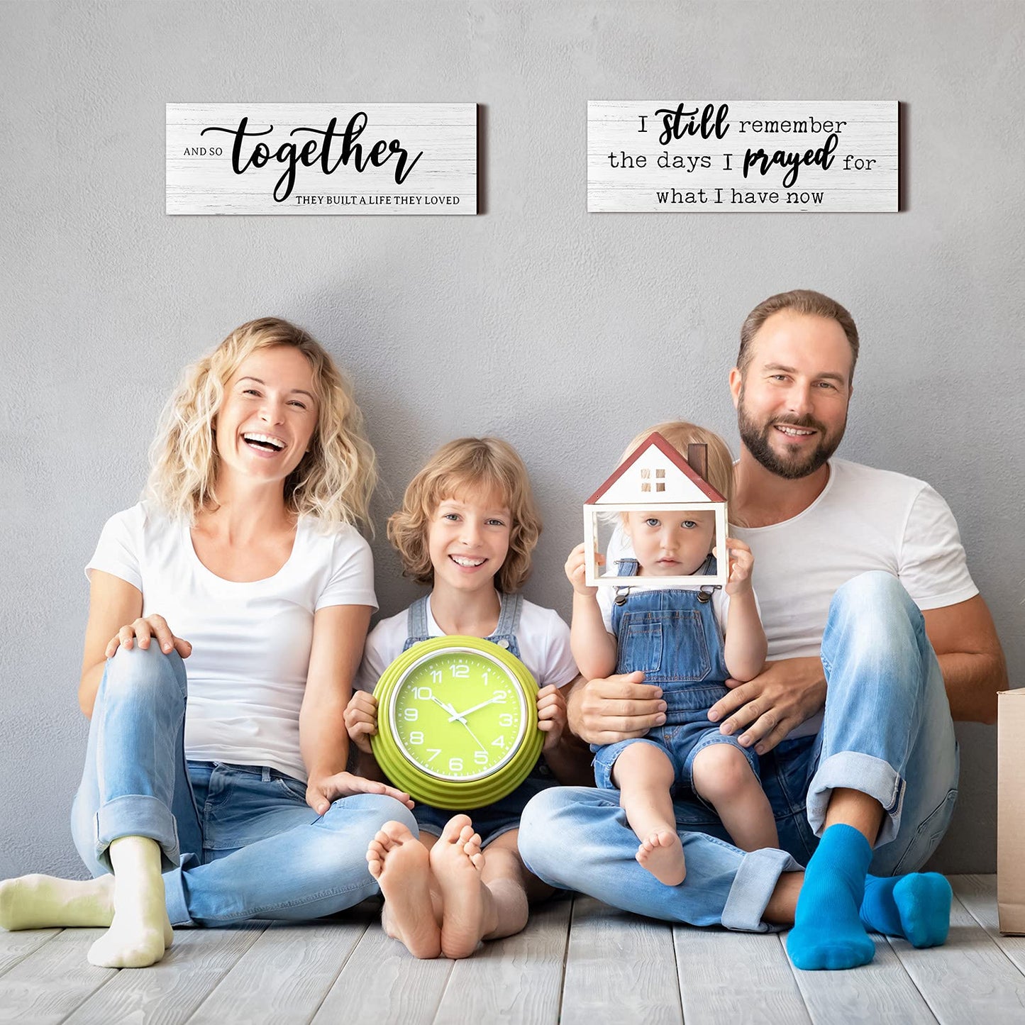 I Still Remember The Days I Prayed Modern Farmhouse Decor Rustic Wood Sign and So Together They Built a Life They Loved Rustic Wood Family Wooden Plaque Signs for Women(White)