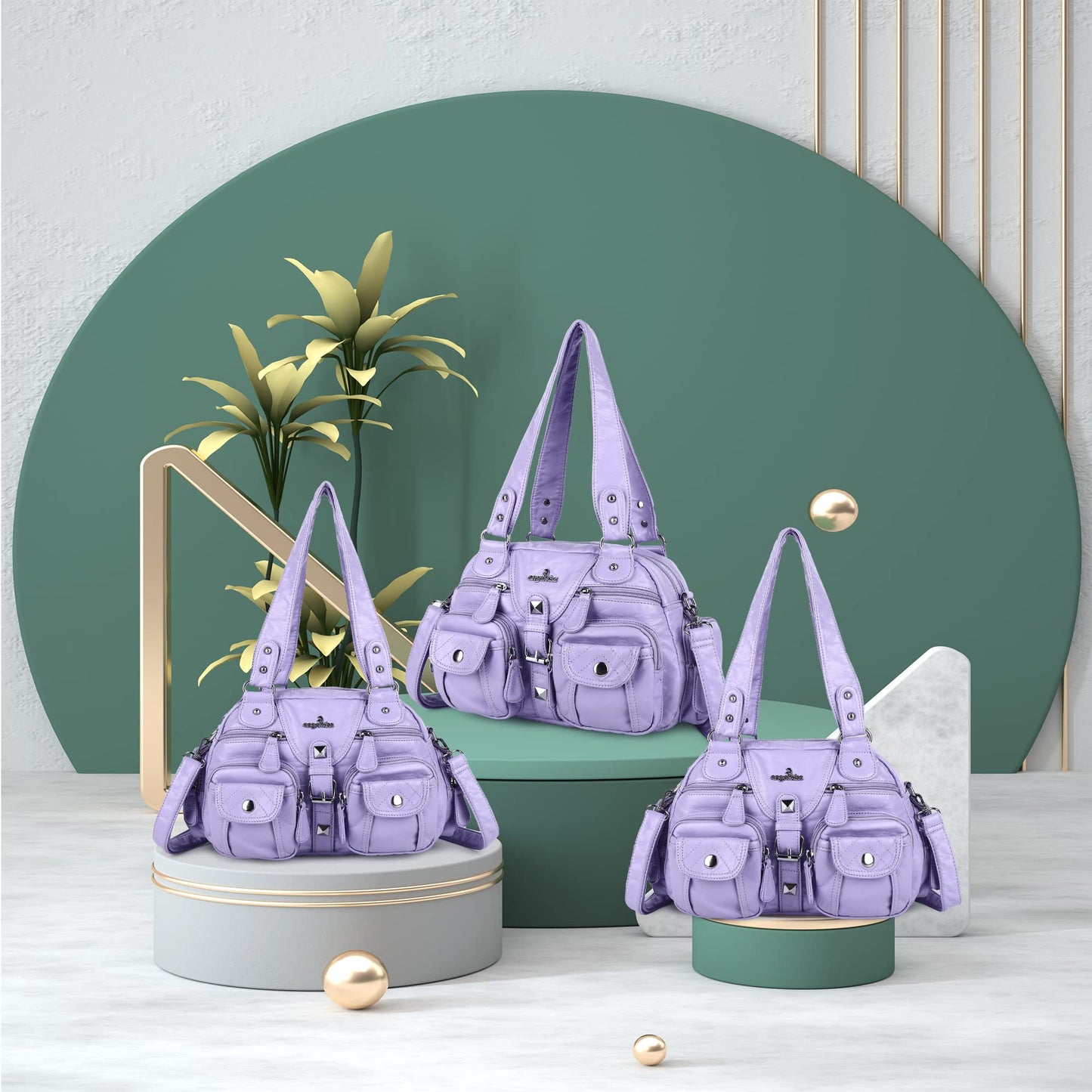 Angel Kiss Hobo Crossbody Purses for Women Shoulder Bag Multipocket Soft Hobo Purses Removable Strap Leather Handbags