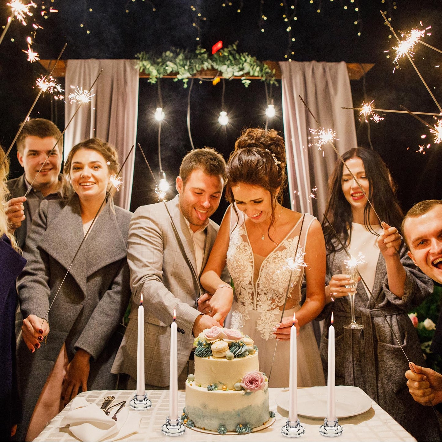 36 PCS Glass Taper Candle Holders Bulk Candlestick Holders Clear Short Tapered Candle Stick Holder Decor Set for Table Centerpiece Wedding Party Advent Christmas Home Decorations (36, Clear)