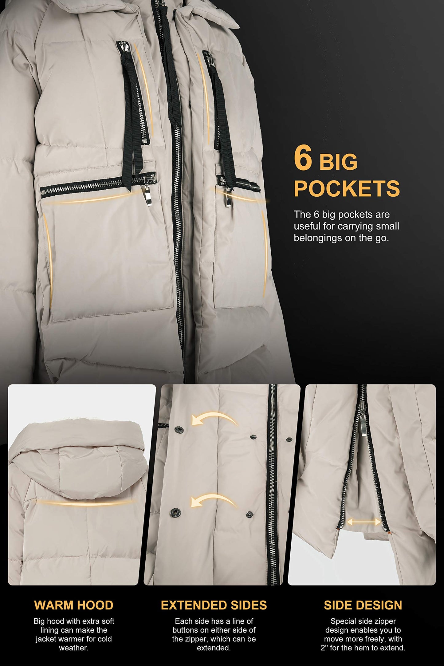 Orolay Women's Thickened Down Jacket Beige Large