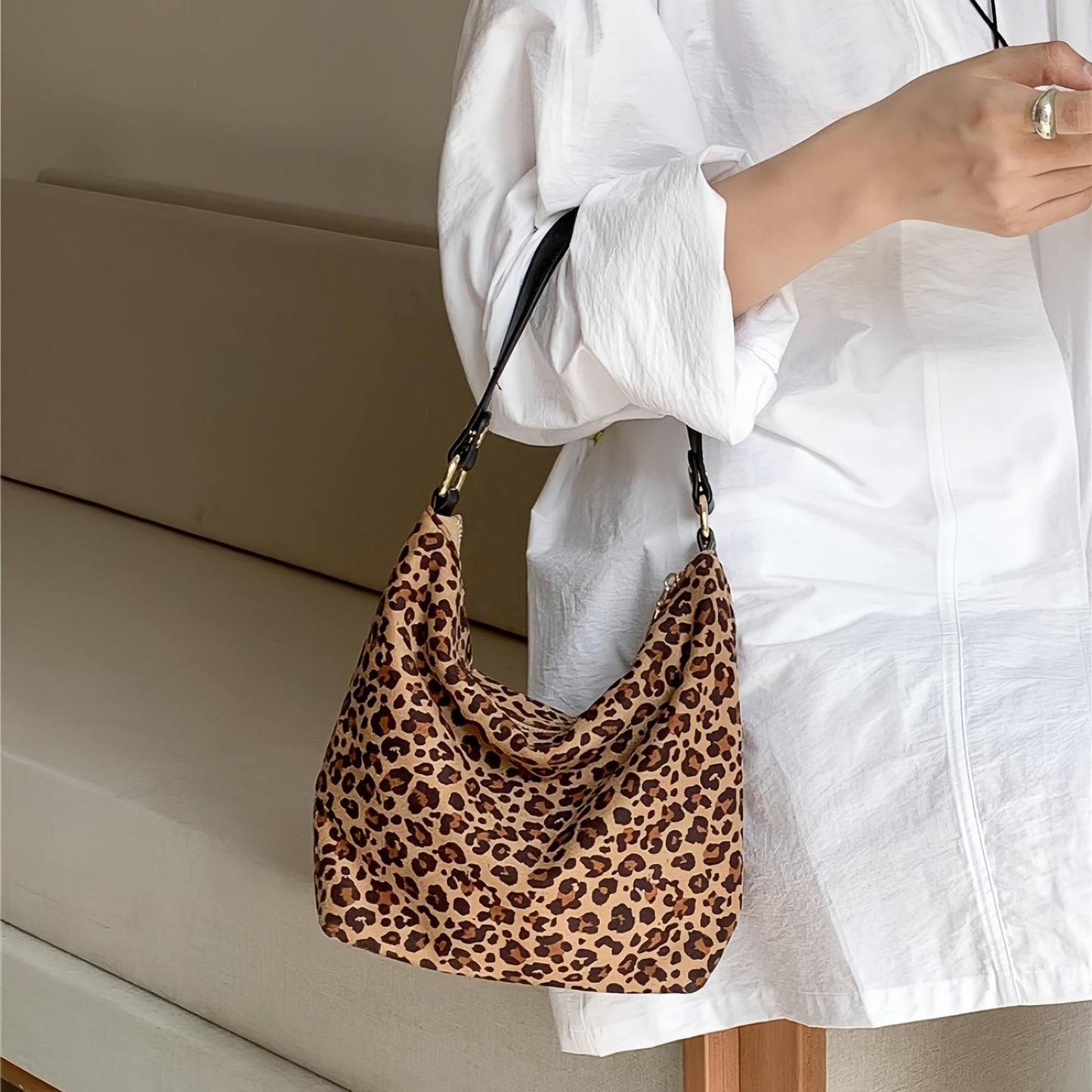 buyborgood Women's Suede Top Handle Crossbody Bag Leopard Print Purse Animal Small Handbag (Brown Cheetah)