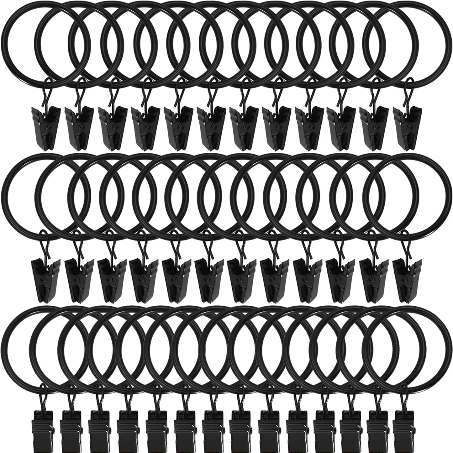 44 Pack Gold Curtain Rings with Clips, Curtain Hooks Hangers Clip Rings for Hanging Drapes Bows Hat, Drapery Rings 1 in I D, Fits up to 5/8 in Diameter Curtain Rod.
